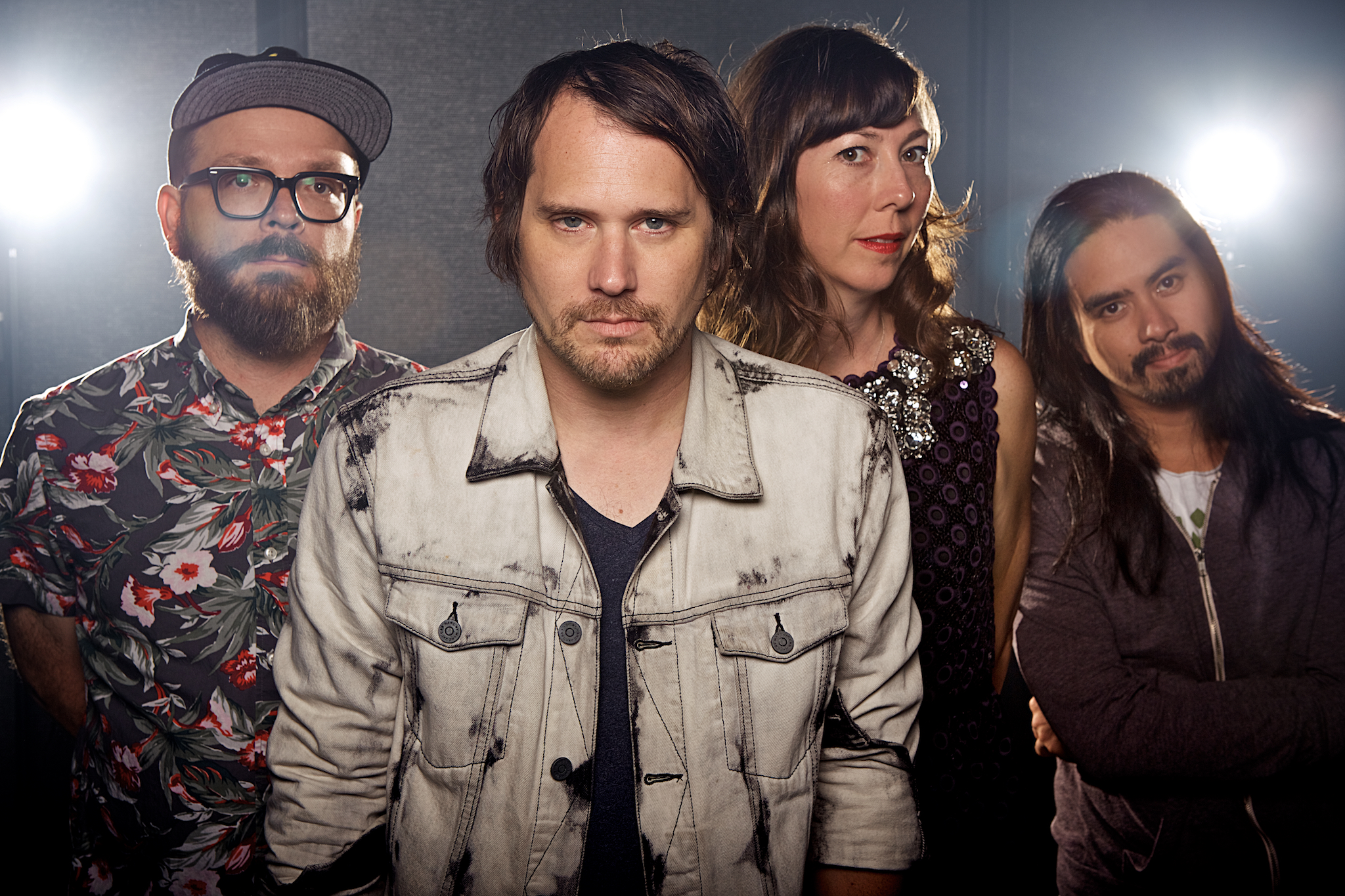 Silversun Pickups Portrait for iHeartRadio - Shooting SSPU was a big one for me. Their show at iHeart was right after their 3 sold out nights at the Masonic Lodge at Hollywood Forever, so the guys were a bit tired but still in great spirits. For their portraits, I had a couple loose ideas of what I wanted to do. After working a couple iHeart gigs, I learned pretty quickly, that you can't be too terribly prepared and you need to be super flexible for those times that the locations and times change multiple times throughout the day. Knowing that I need to try and get at least 2 different distinct looks, I always try to have AT LEAST 3 or 4 ideas AND alternate locations in mind. For this shoot, it was pretty simple. I had worked out a couple different lighting scenarios that could be changed quickly, so it was just moving a couple light stands, changing a lens, and it had a totally different feel.
