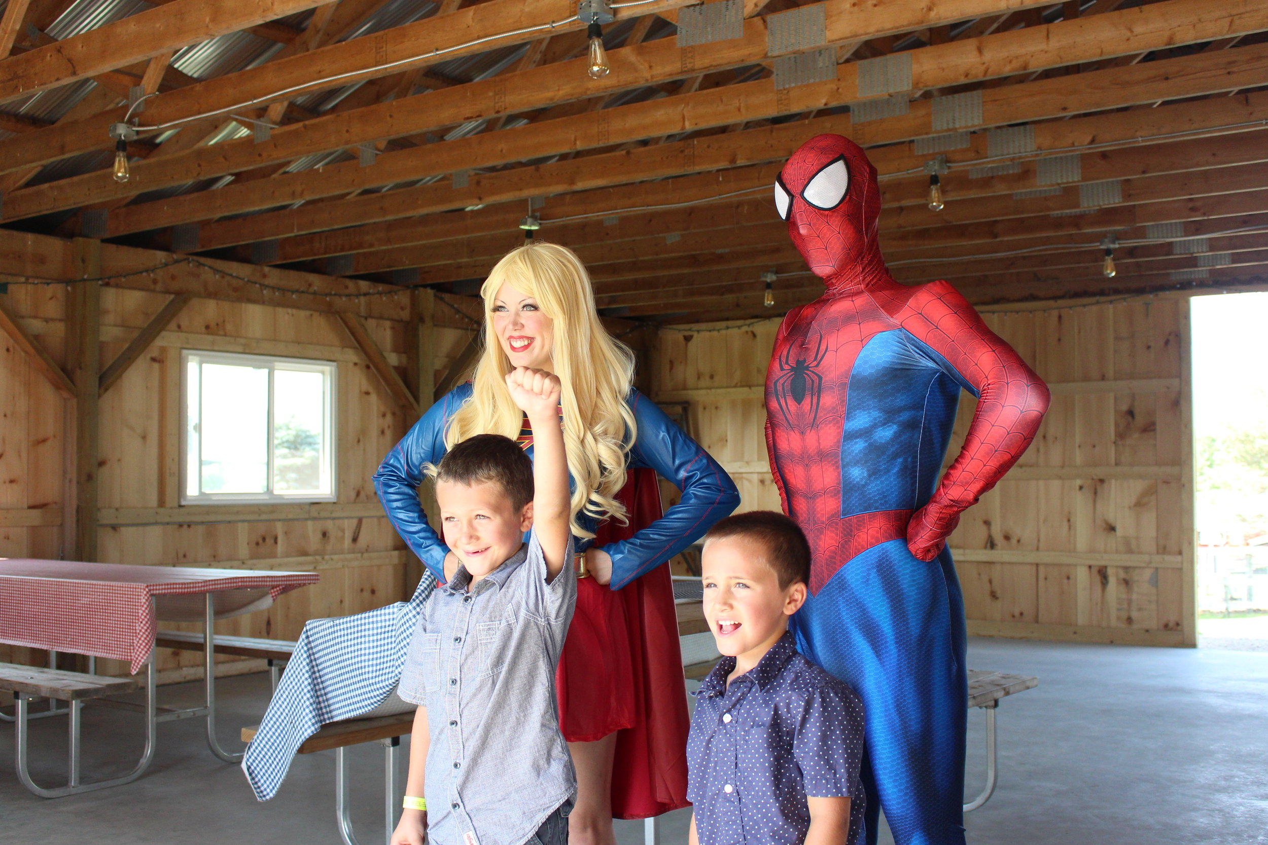 Super Girl &amp; Spider-Man at Brooks Farms