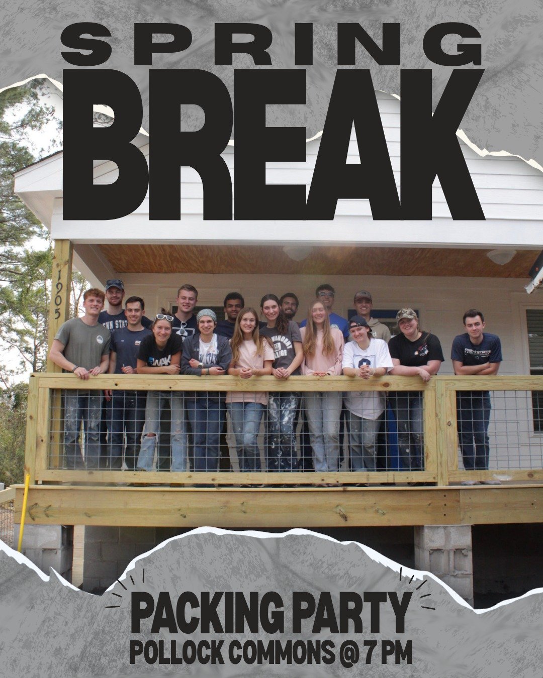 It's almost spring break!!!!
If you're coming on spring break with us, come to the packing party tonight!
When: TONIGHT @ 7 pm
Where: Pollock Commons
What (to bring): your luggage (you won't need throughout the night) and insurance cards
Who you're r