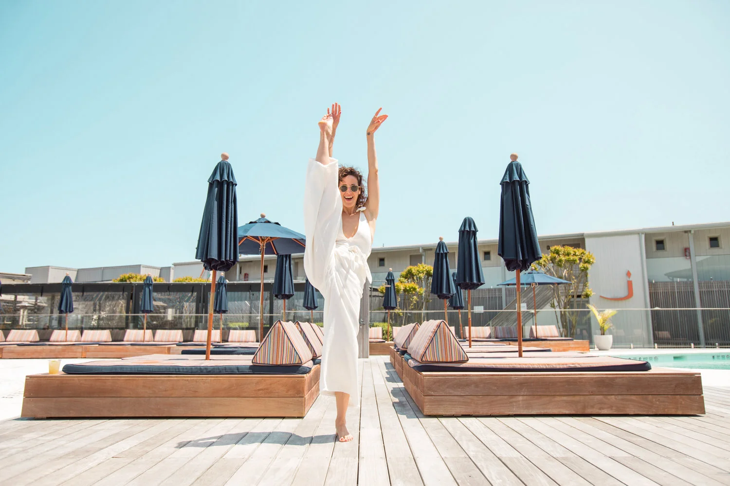 Woman dancing in white