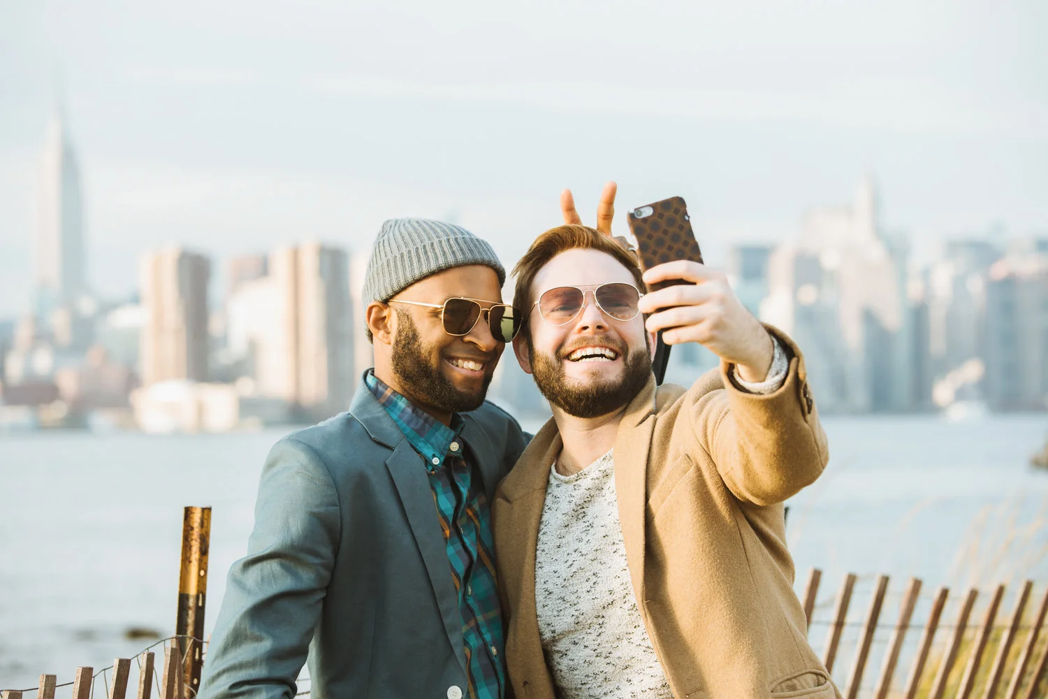 Men taking a selfie in New York
