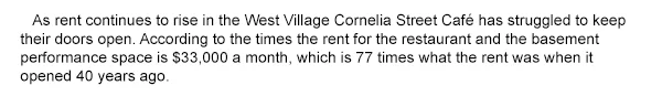 West Village Art Haven Cornelia Street Cafe Will Close After 41 Years