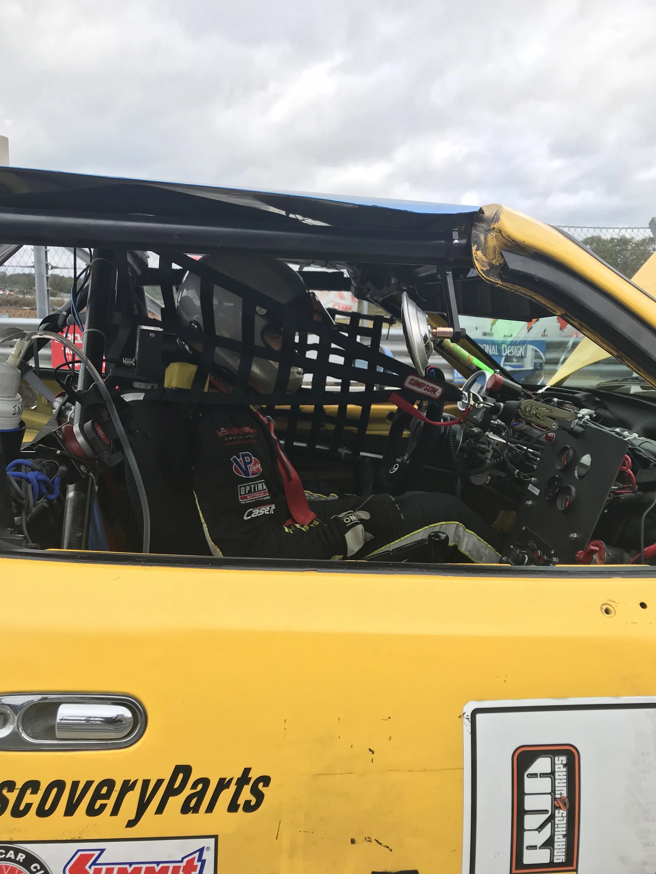 Sarah in the Team Penny Pincher car!