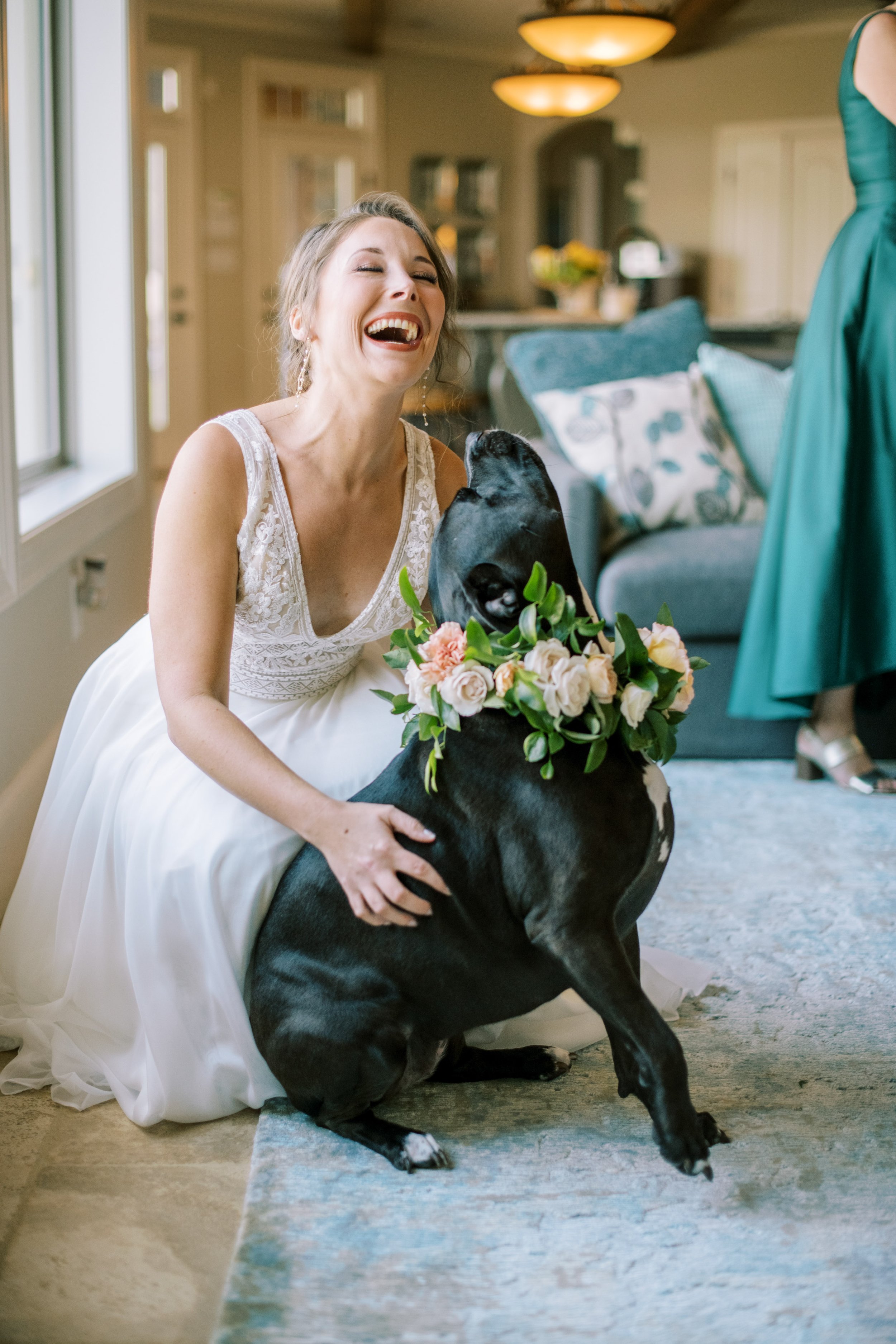 Bride and Dog Lake Gaston Wedding by NC Wedding Photographer Fancy This Photography 
