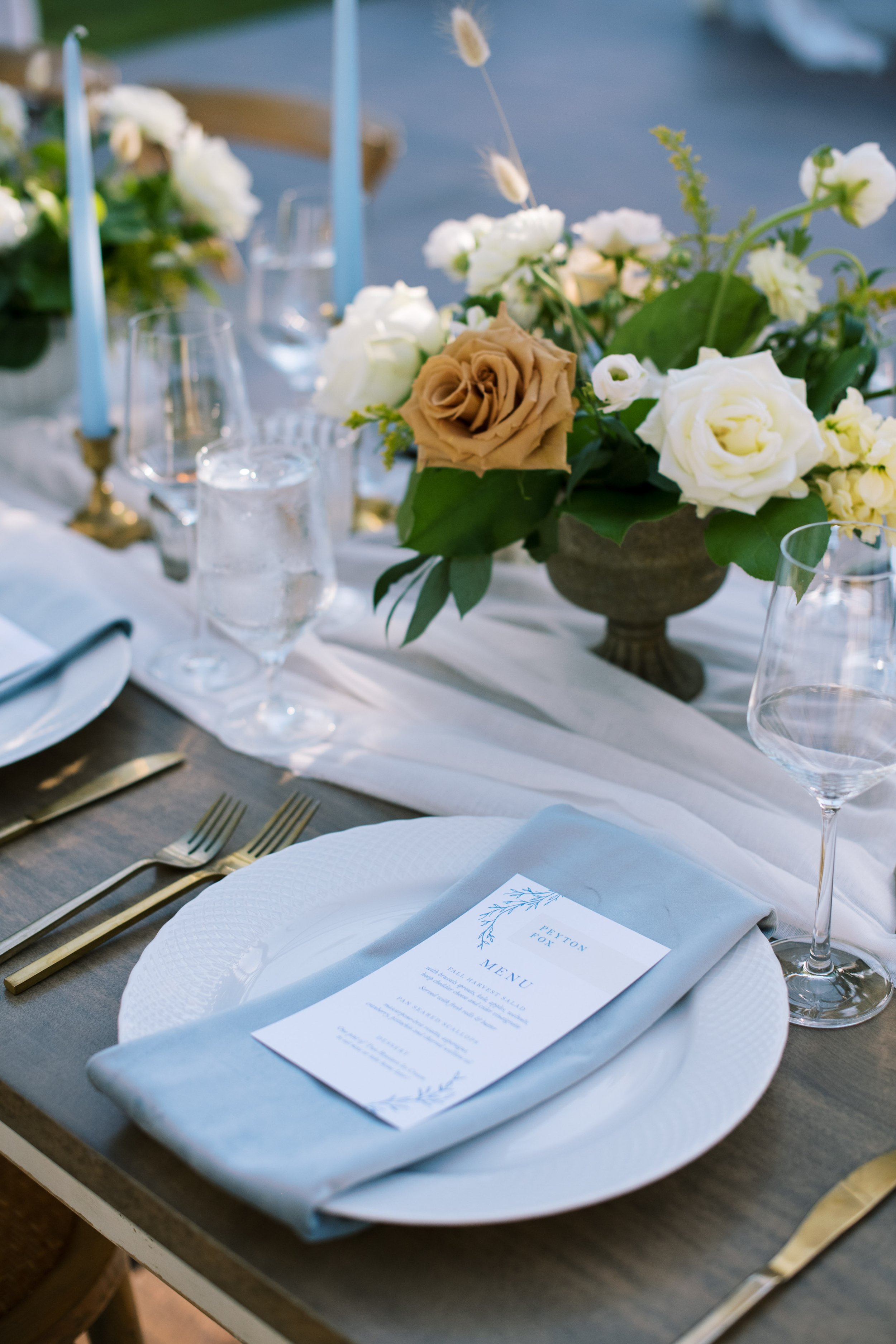 Table Setting Blue Lake Gaston Wedding by NC Wedding Photographer Fancy This Photography 