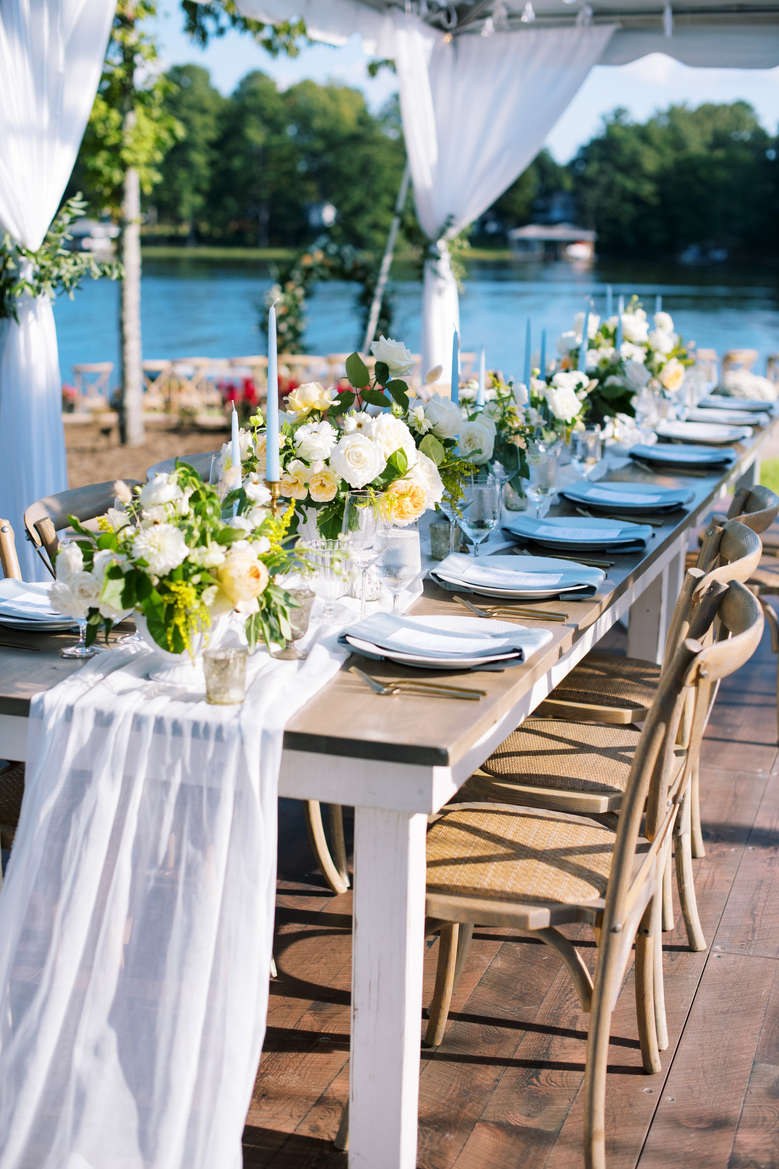 Reception Table Decor Lake Gaston Wedding by NC Wedding Photographer Fancy This Photography 