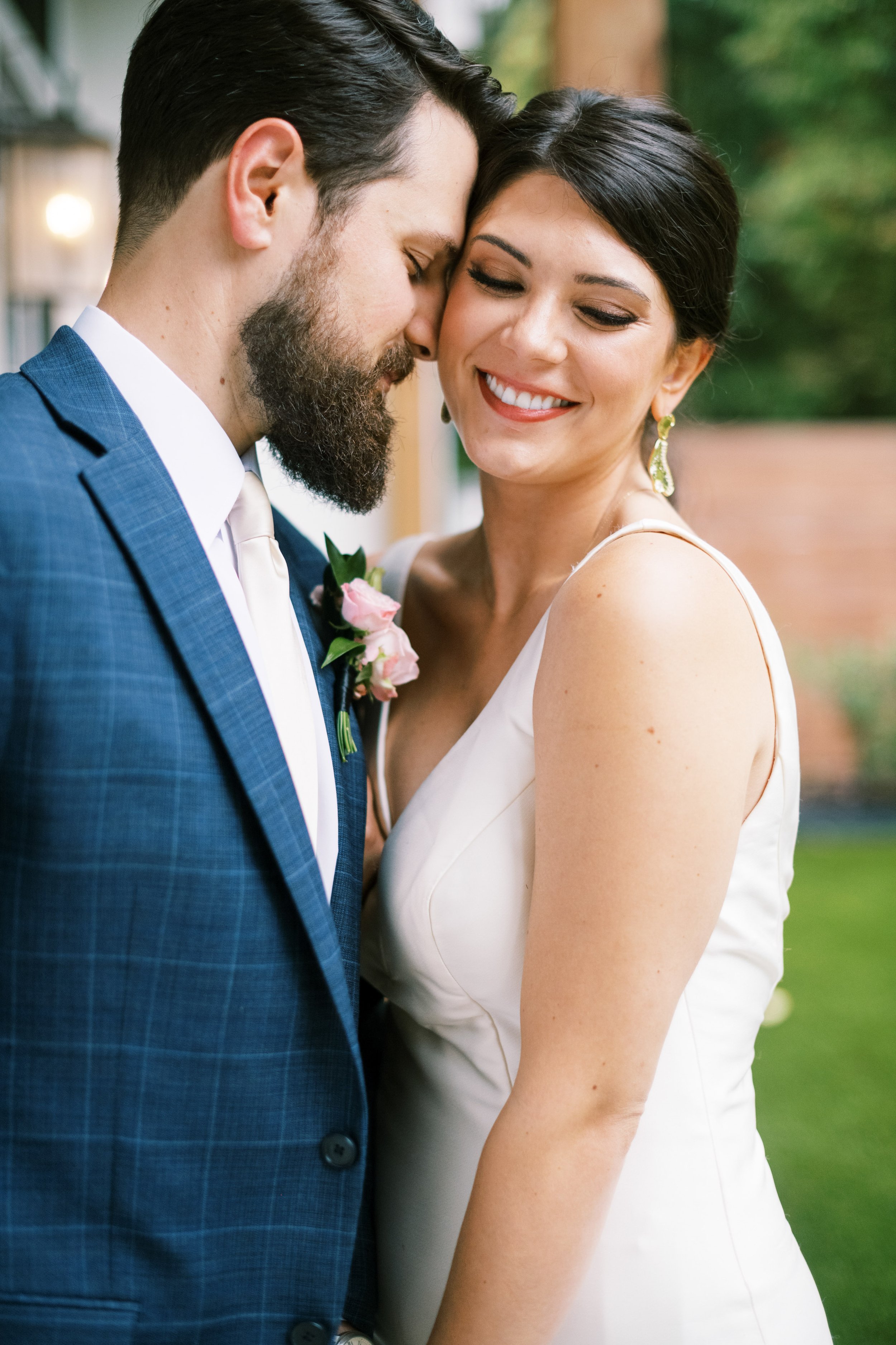 Bride and Groom Close Up Colorful Wedding Inspiration at The Bradford NC Wedding Venue Fancy This Photography