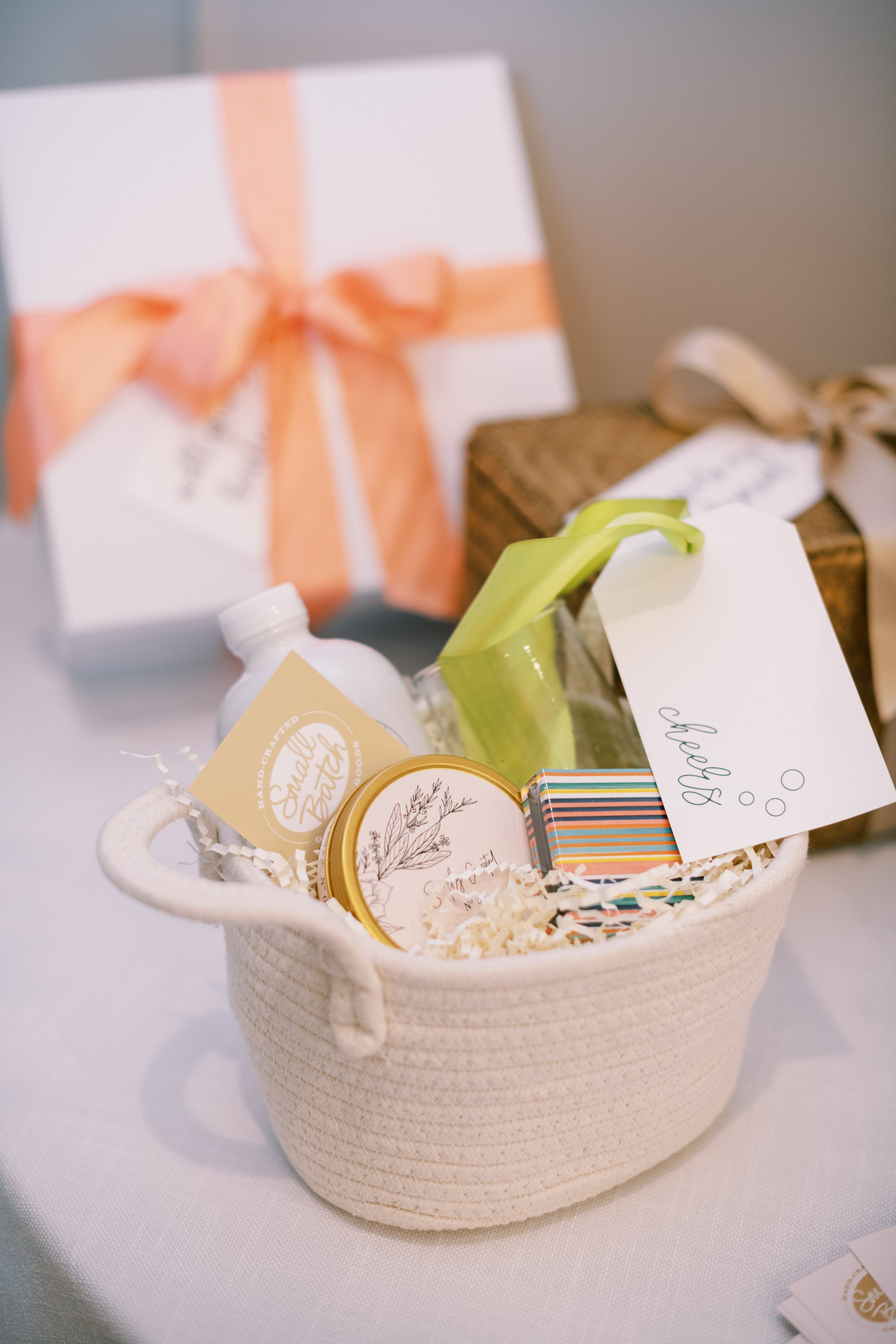Gift Basket Colorful Wedding Inspiration at The Bradford NC Wedding Venue Fancy This Photography