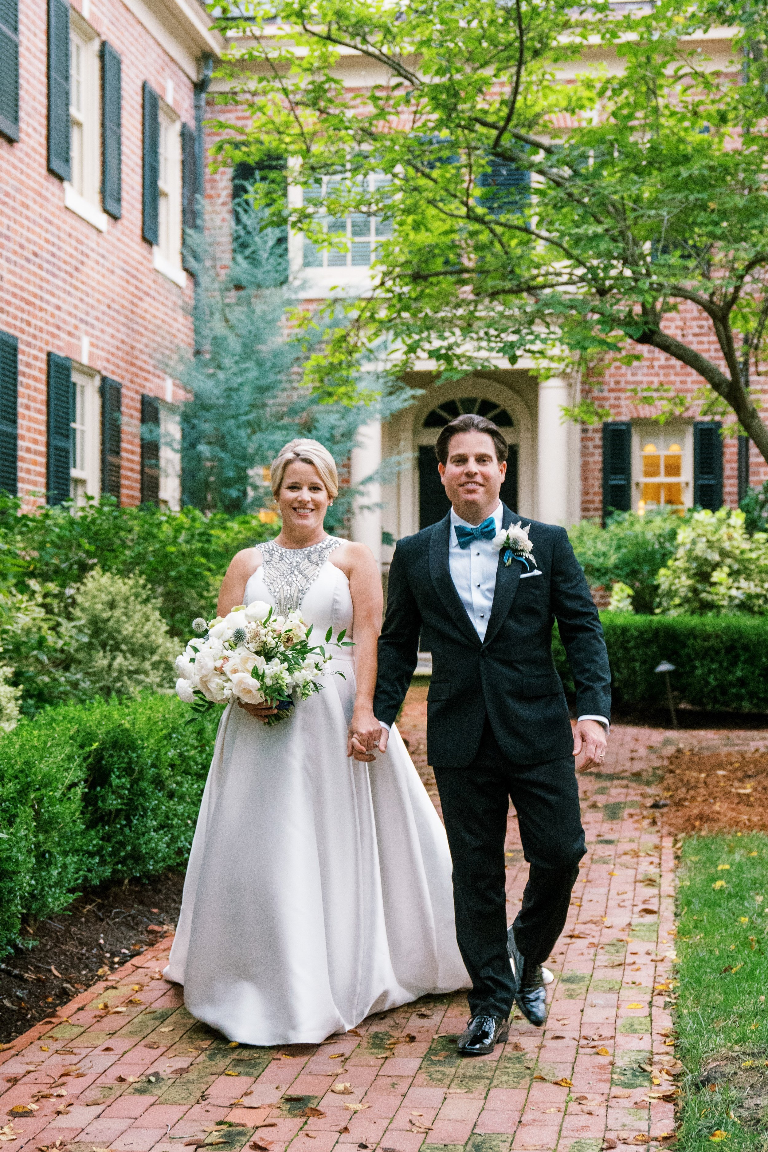 Bride and Groom Brick Pathway at The Carolina Inn Chapel Hill Wedding Fancy This Photography