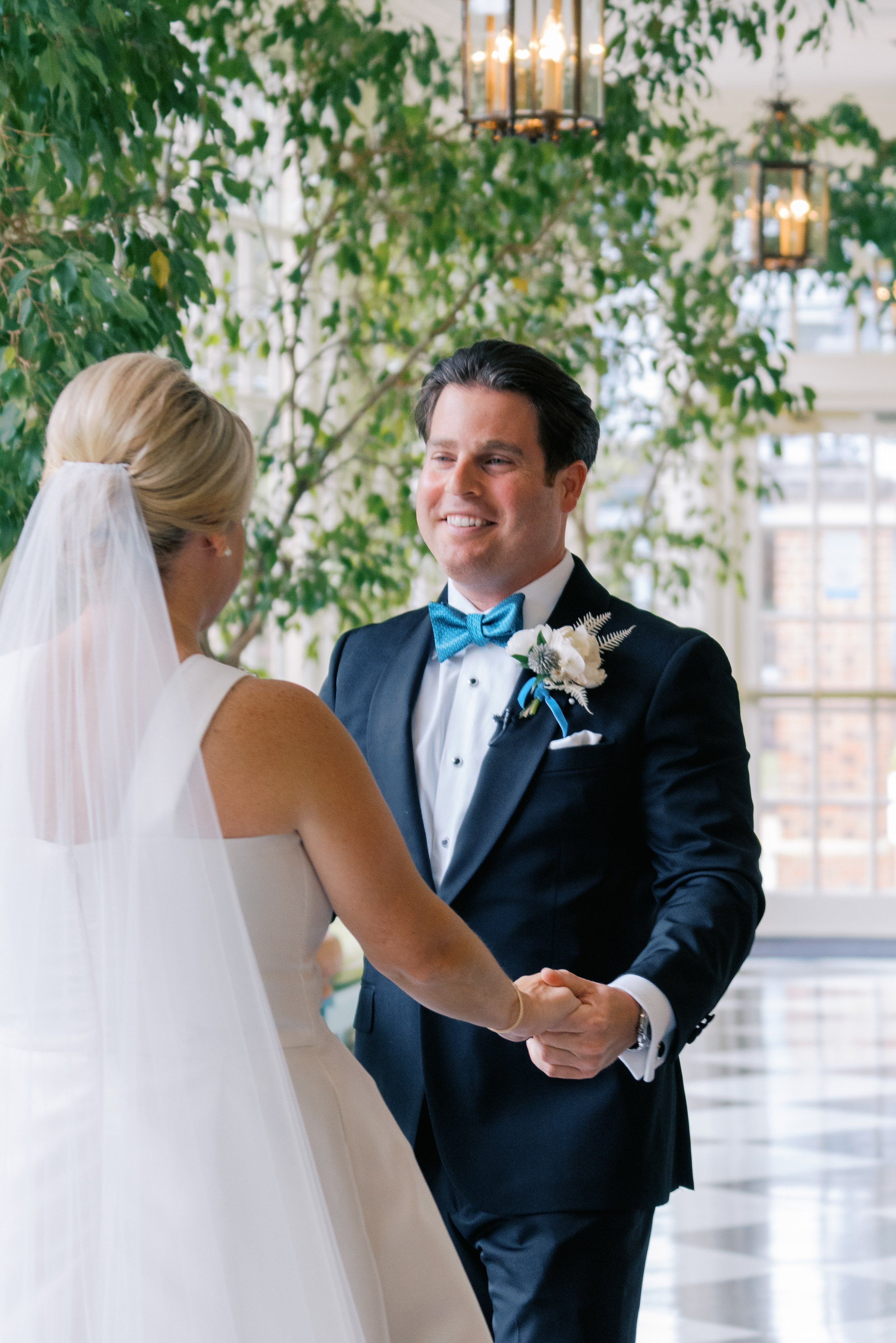 First Look Groom Reaction The Carolina Inn Chapel Hill Wedding Fancy This Photography
