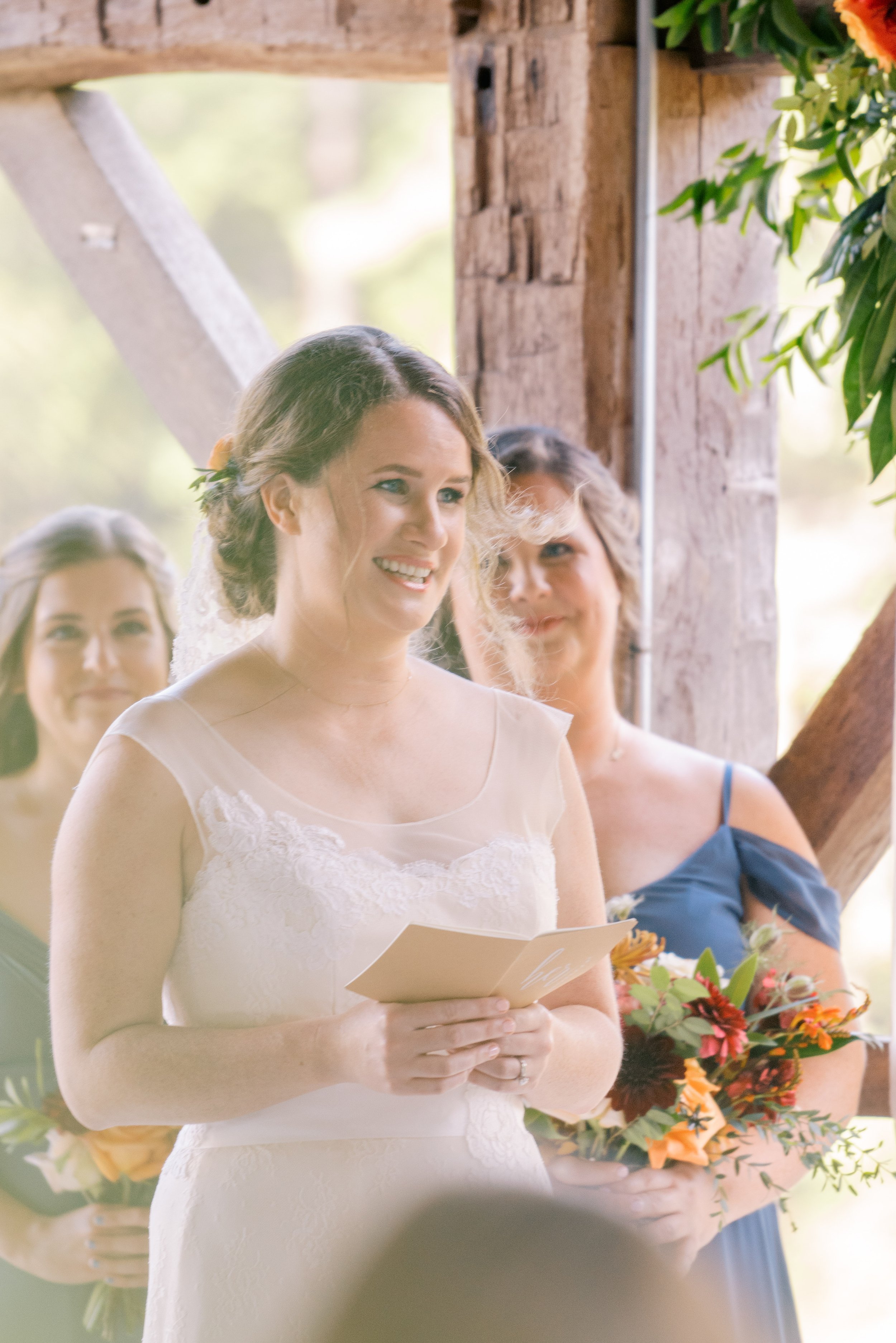 Bride Reads Vows Lavender Oaks Farm Chapel Hill NC Wedding Fancy This Photography