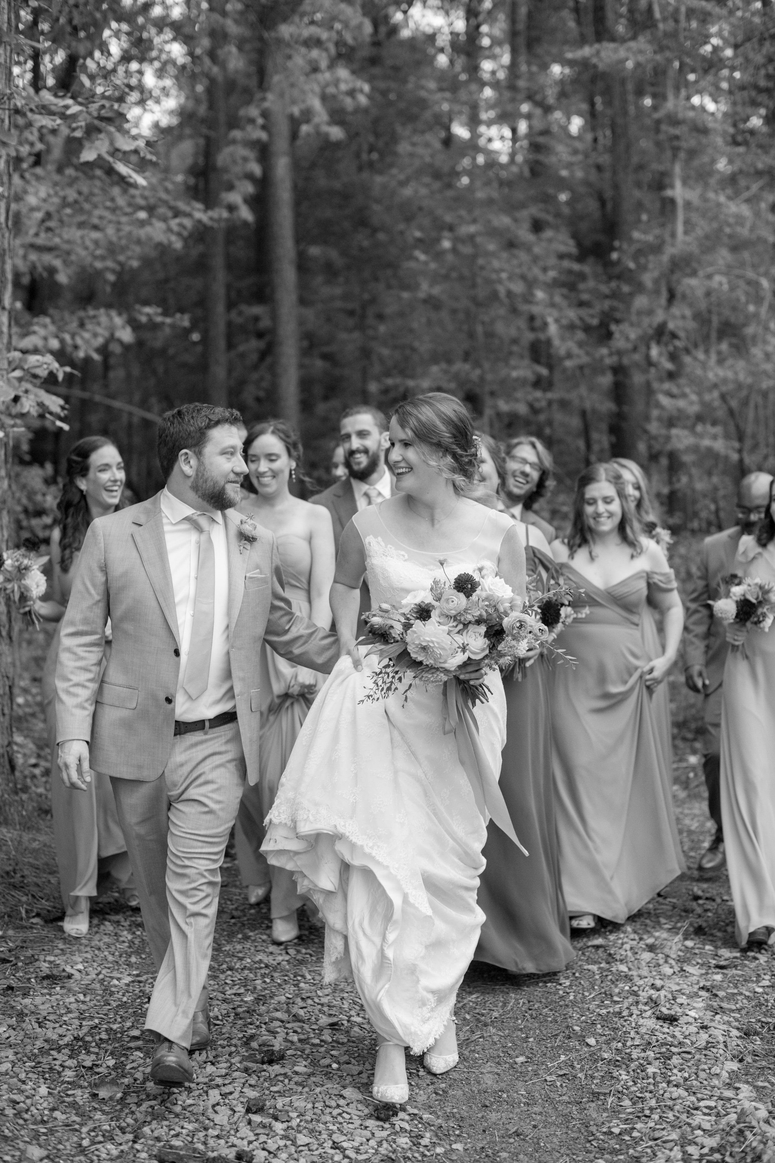 Wedding Party Walk Lavender Oaks Farm Chapel Hill NC Wedding Fancy This Photography