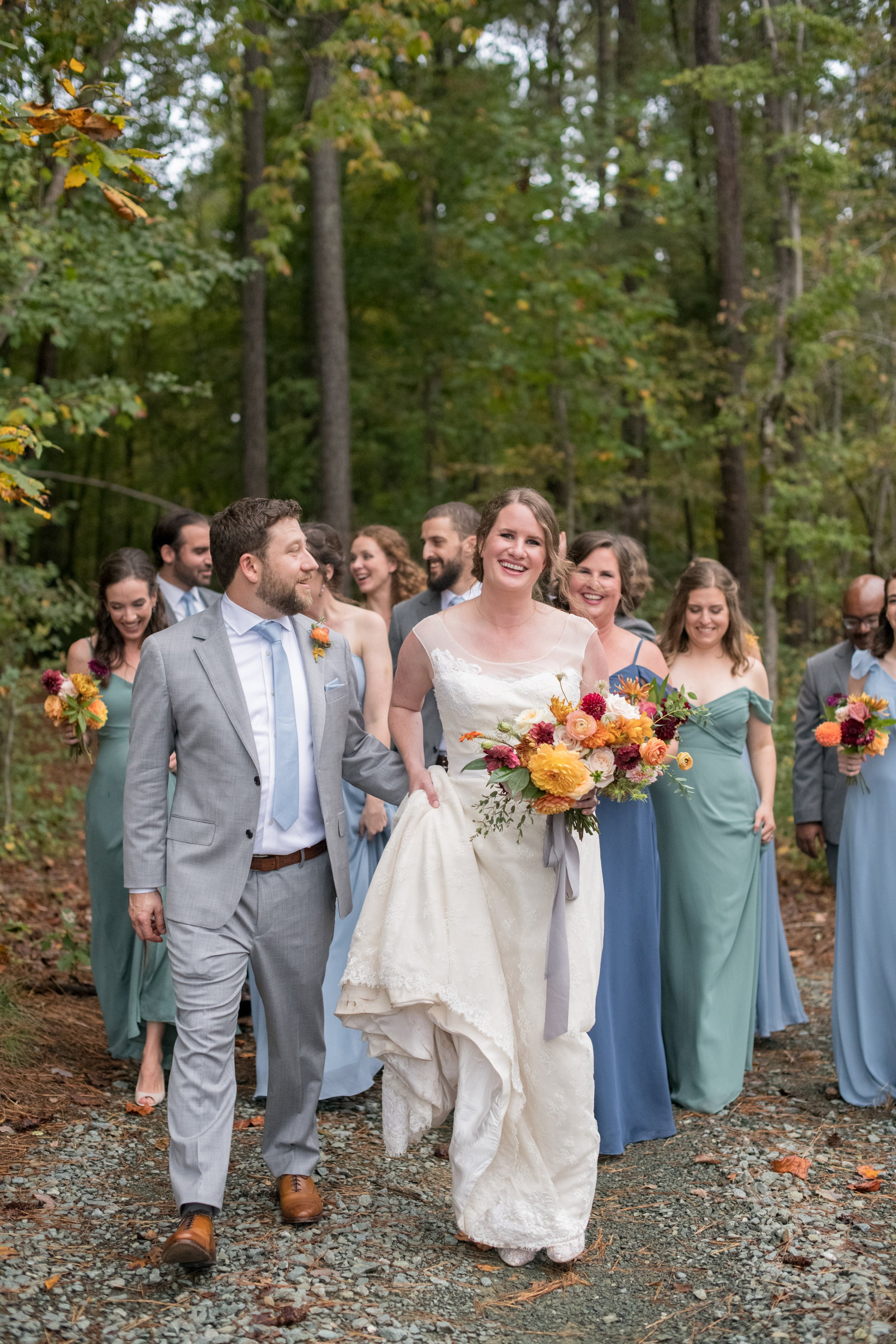 Wedding Party Walk Lavender Oaks Farm Chapel Hill NC Wedding Fancy This Photography