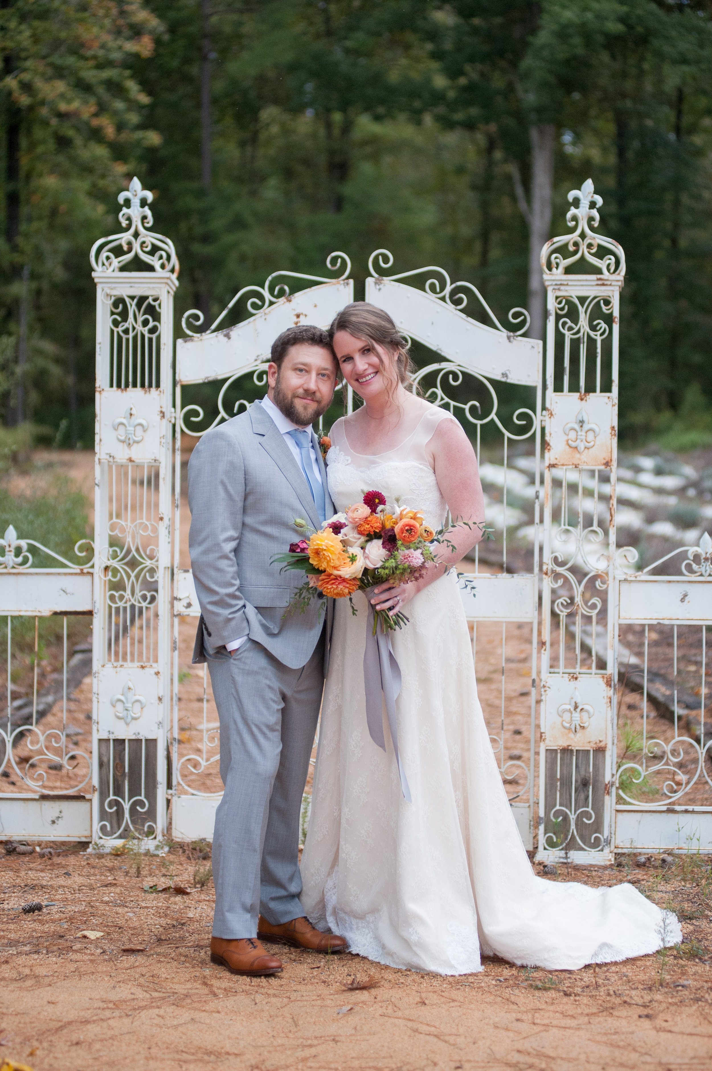 White Gate Bride and Groom Lavender Oaks Farm Chapel Hill NC Wedding Fancy This Photography