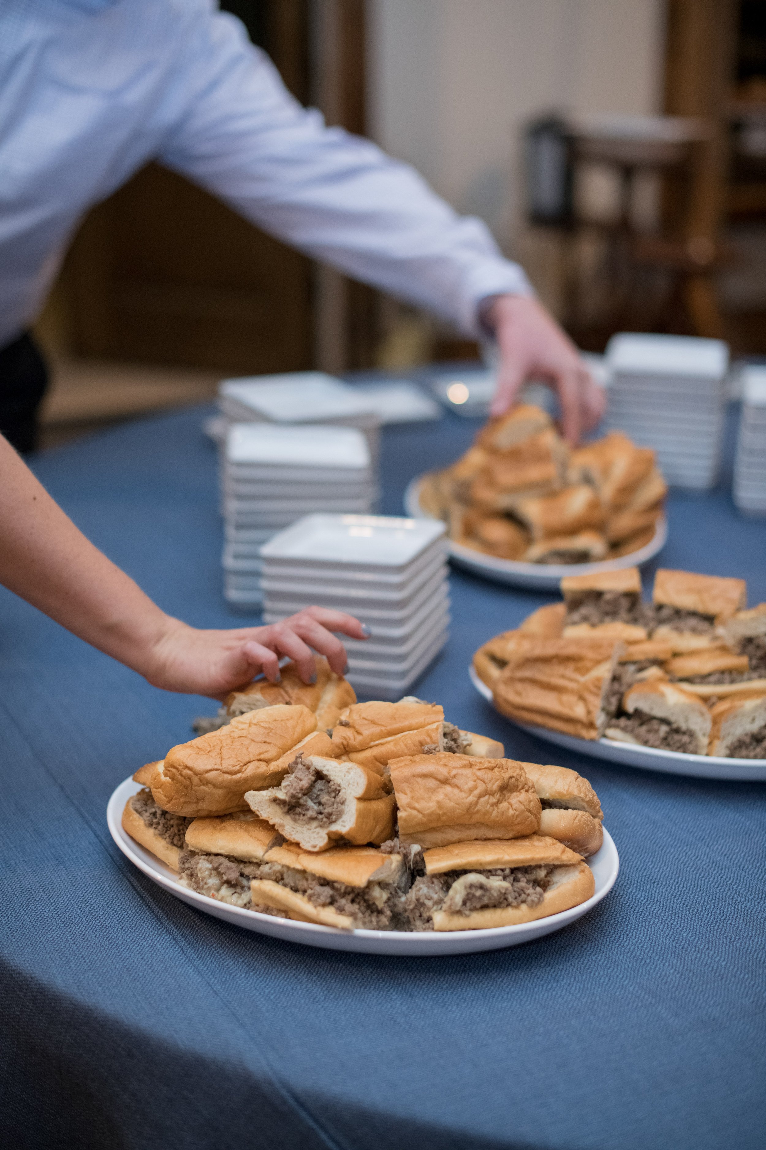 Late night snack philly cheesesteaks Lavender Oaks Farm Chapel Hill NC Wedding Fancy This Photography