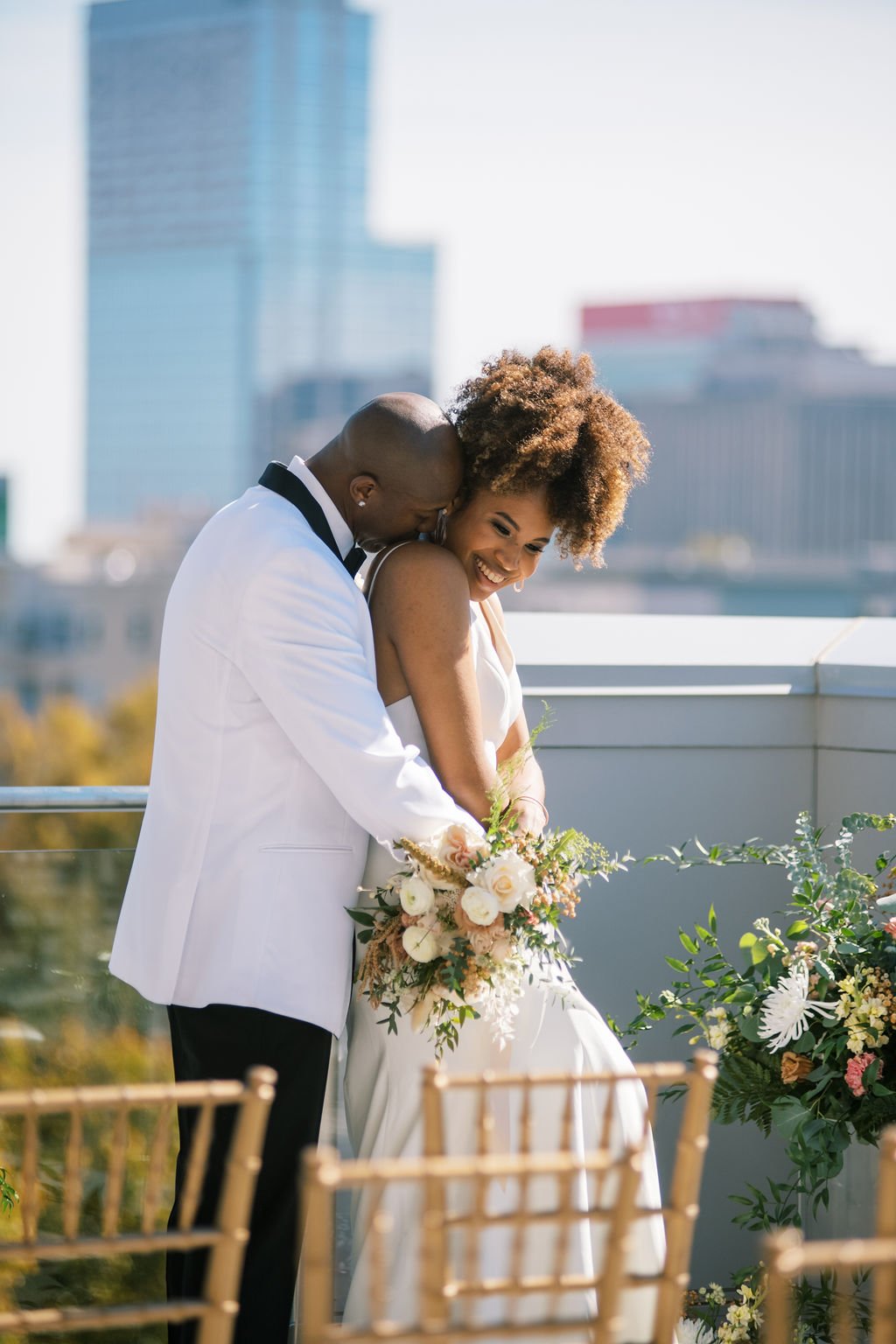 Bride Groom Wedding Portraits The Willard Rooftop Lounge at AC Hotel Raleigh Downtown Fancy This Photography
