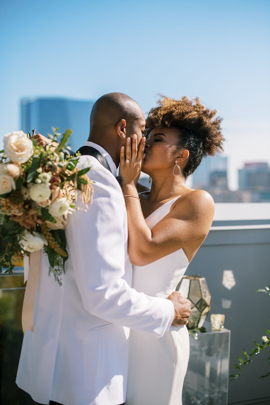Kiss Bride Groom Wedding The Willard Rooftop Lounge at AC Hotel Raleigh Downtown Fancy This Photography