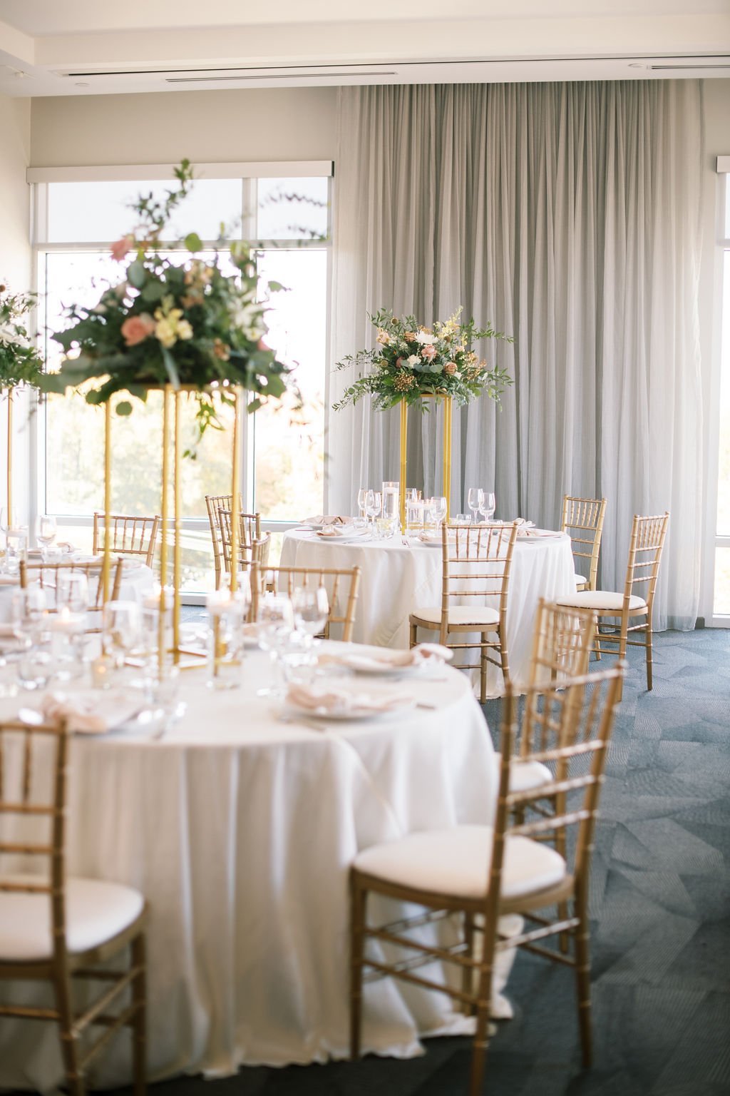Blush Reception Tables at The Willard Rooftop Lounge at AC Hotel Raleigh Downtown Fancy This Photography