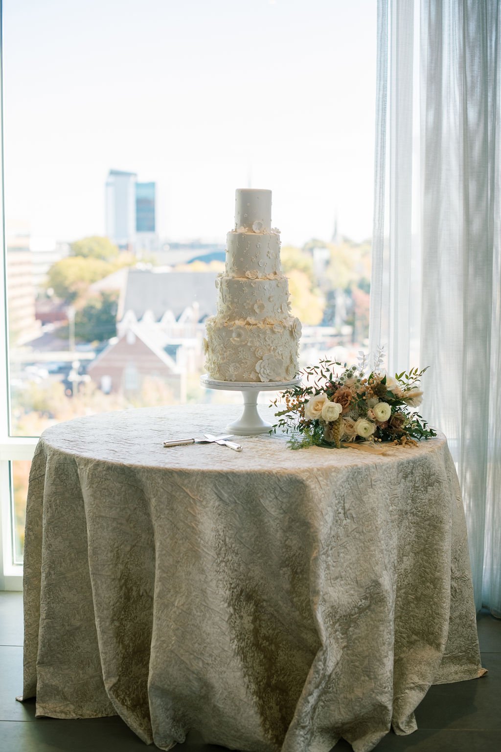 Wedding Cake Table The Willard Rooftop Lounge at AC Hotel Raleigh Downtown Fancy This Photography