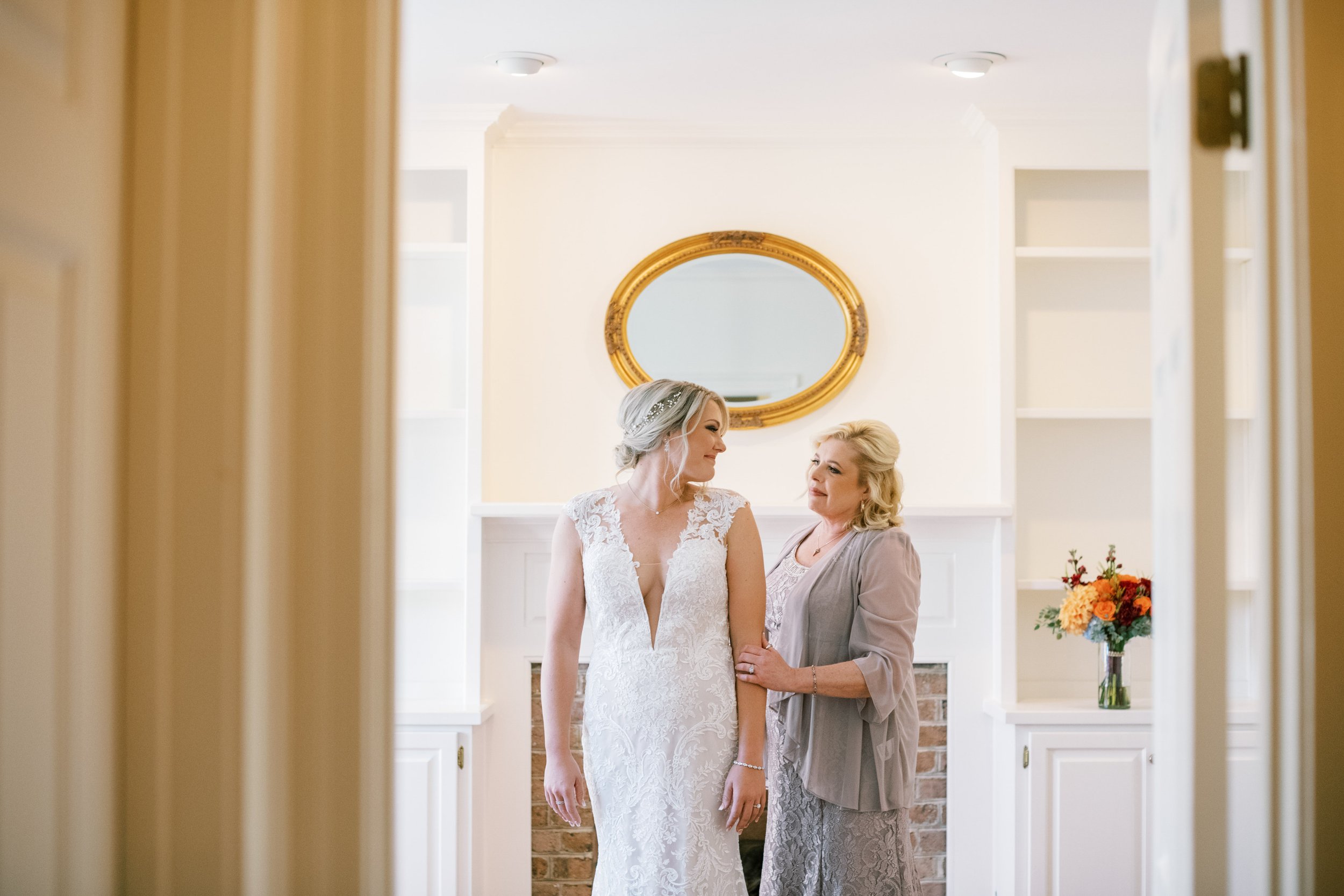 Bride and Mother Getting Ready Walnut Hill NC Wedding Venue Fancy This Photography