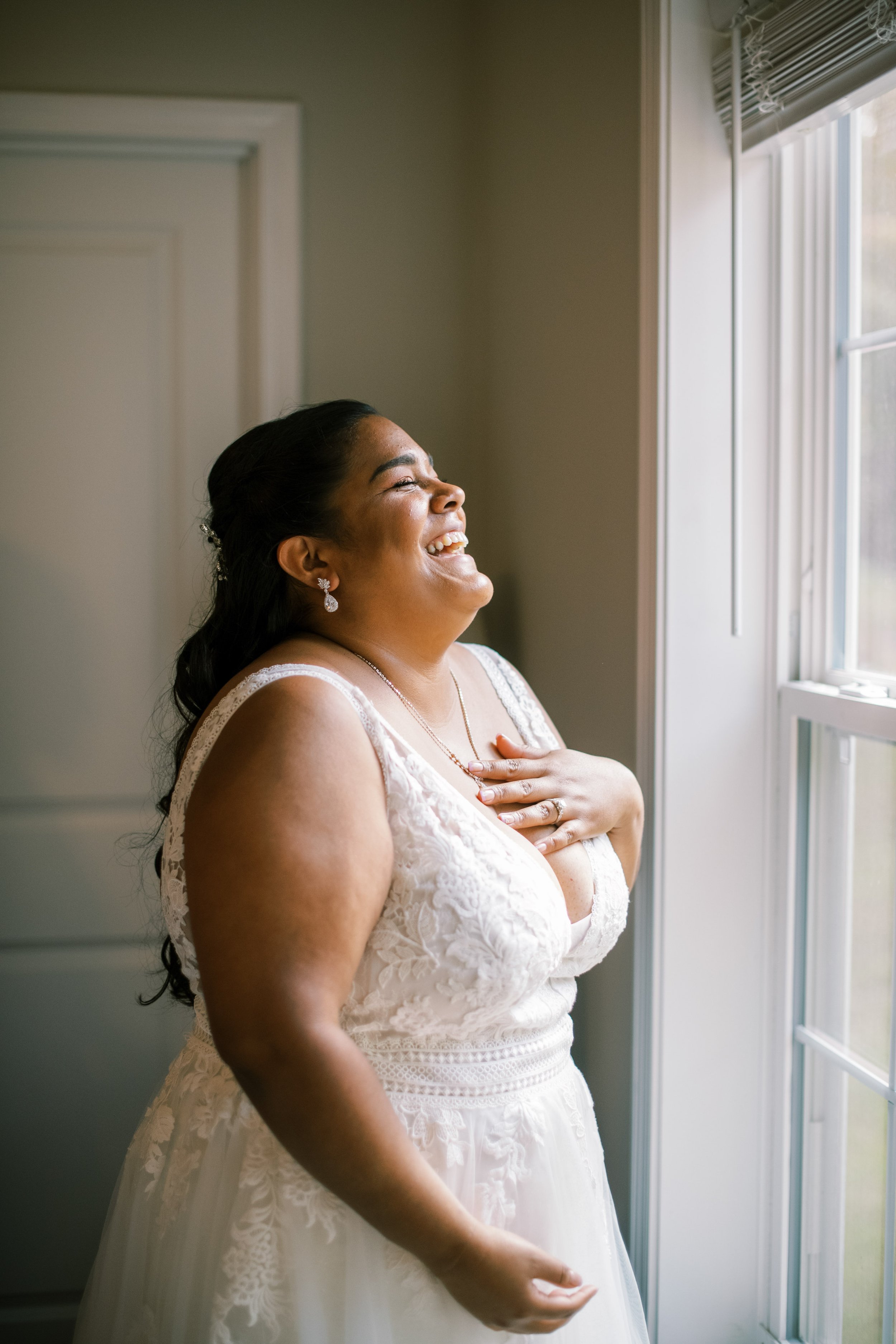 Bride Laughter Beautiful Mebane NC Wedding in Family's Backyard Fancy This Photography