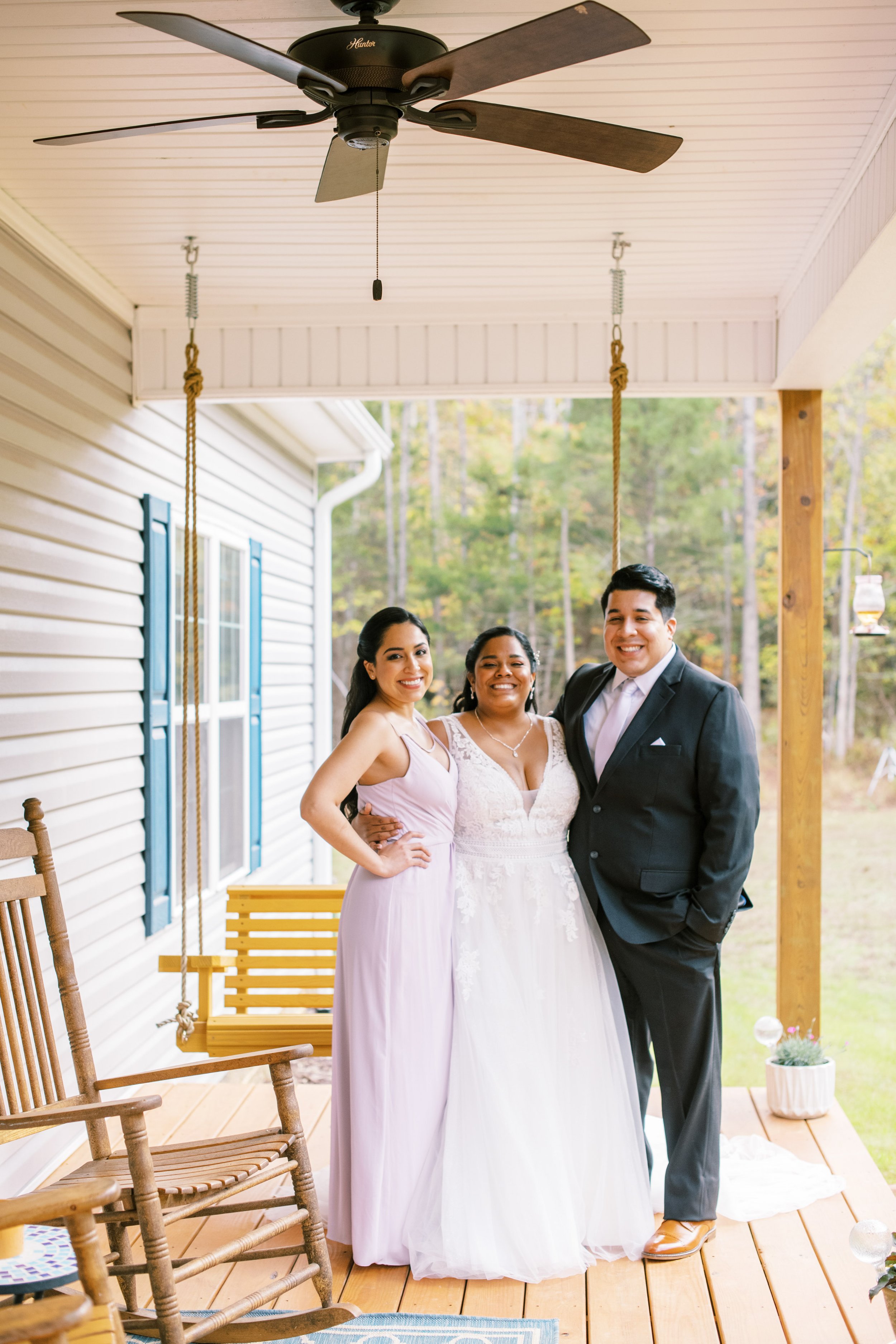 Bridal Party on Porch Beautiful Mebane NC Wedding in Family's Backyard Fancy This Photography