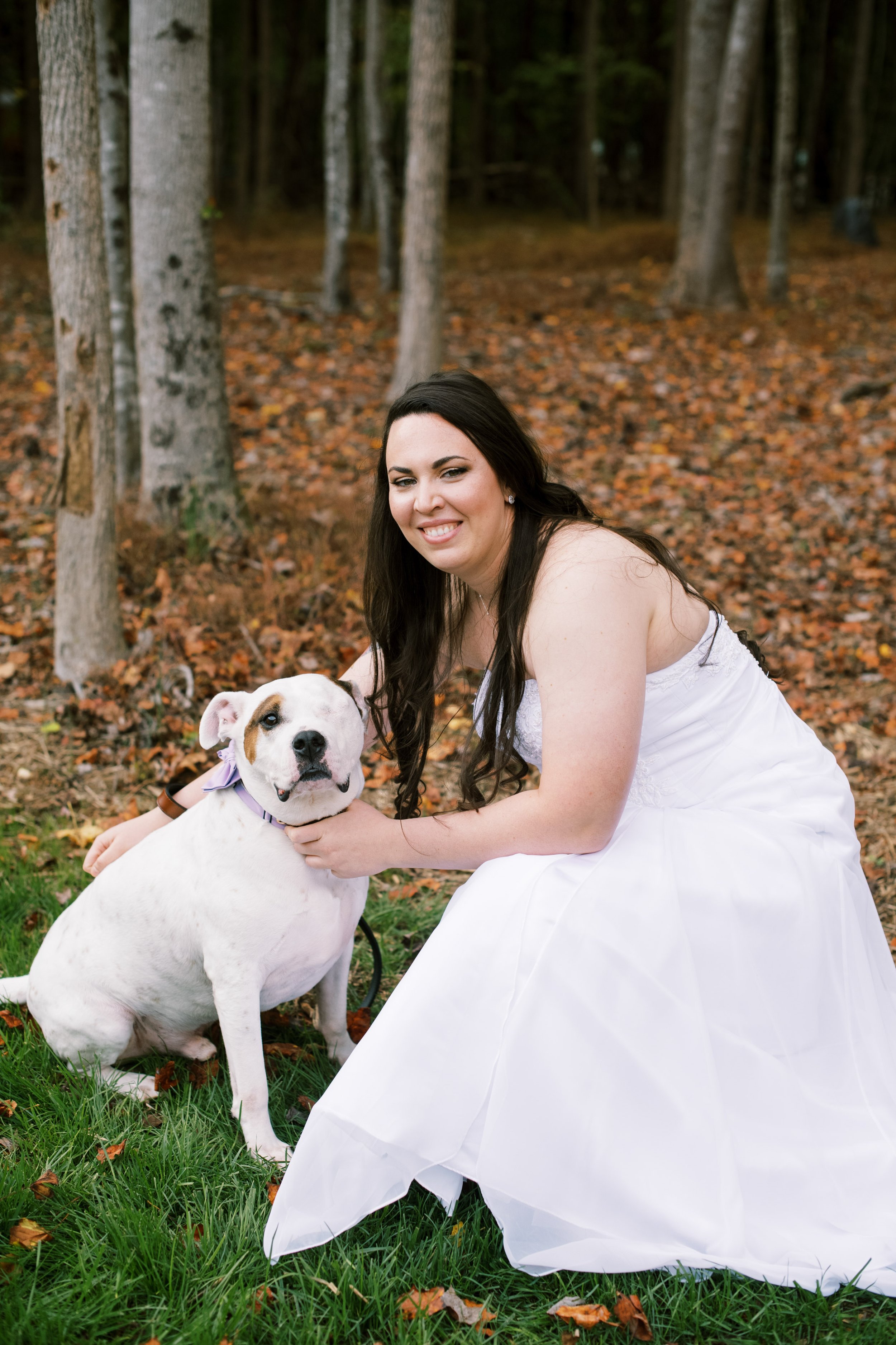 Bride and Dog Beautiful Mebane NC Wedding in Family's Backyard Fancy This Photography