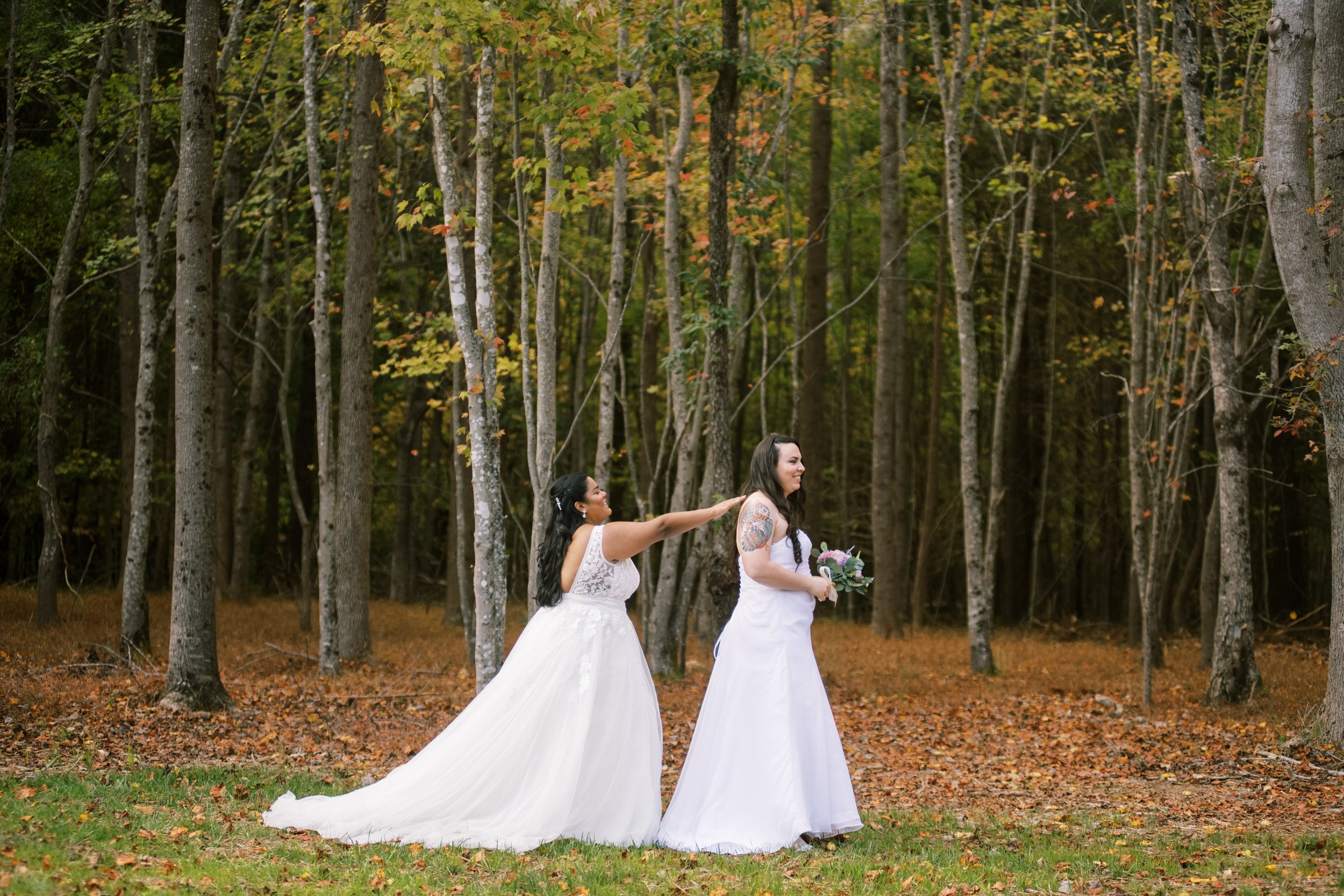 Brides First Look Beautiful Mebane NC Wedding in Family's Backyard Fancy This Photography