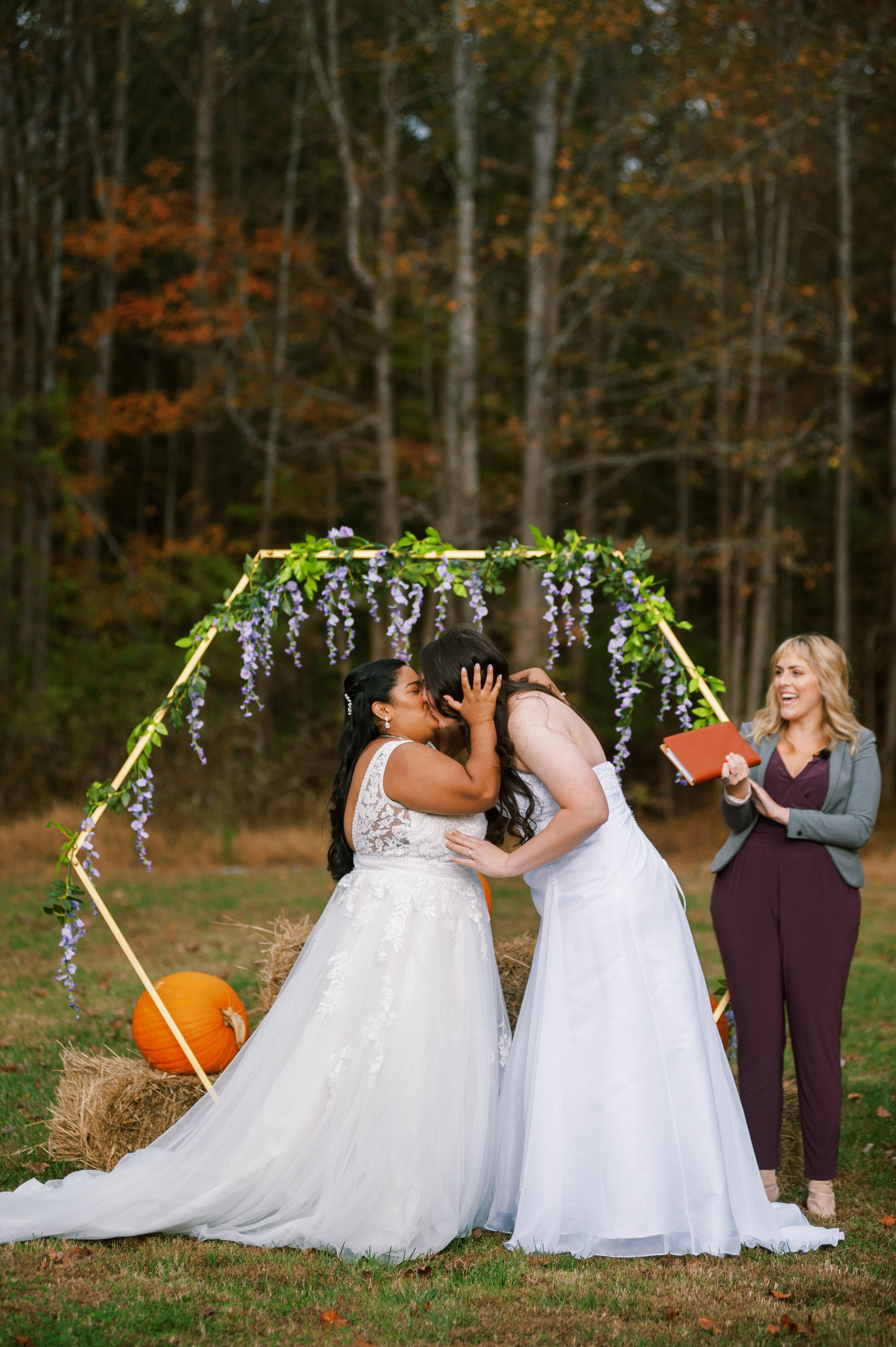 Brides Kiss Beautiful Mebane NC Wedding in Family's Backyard Fancy This Photography