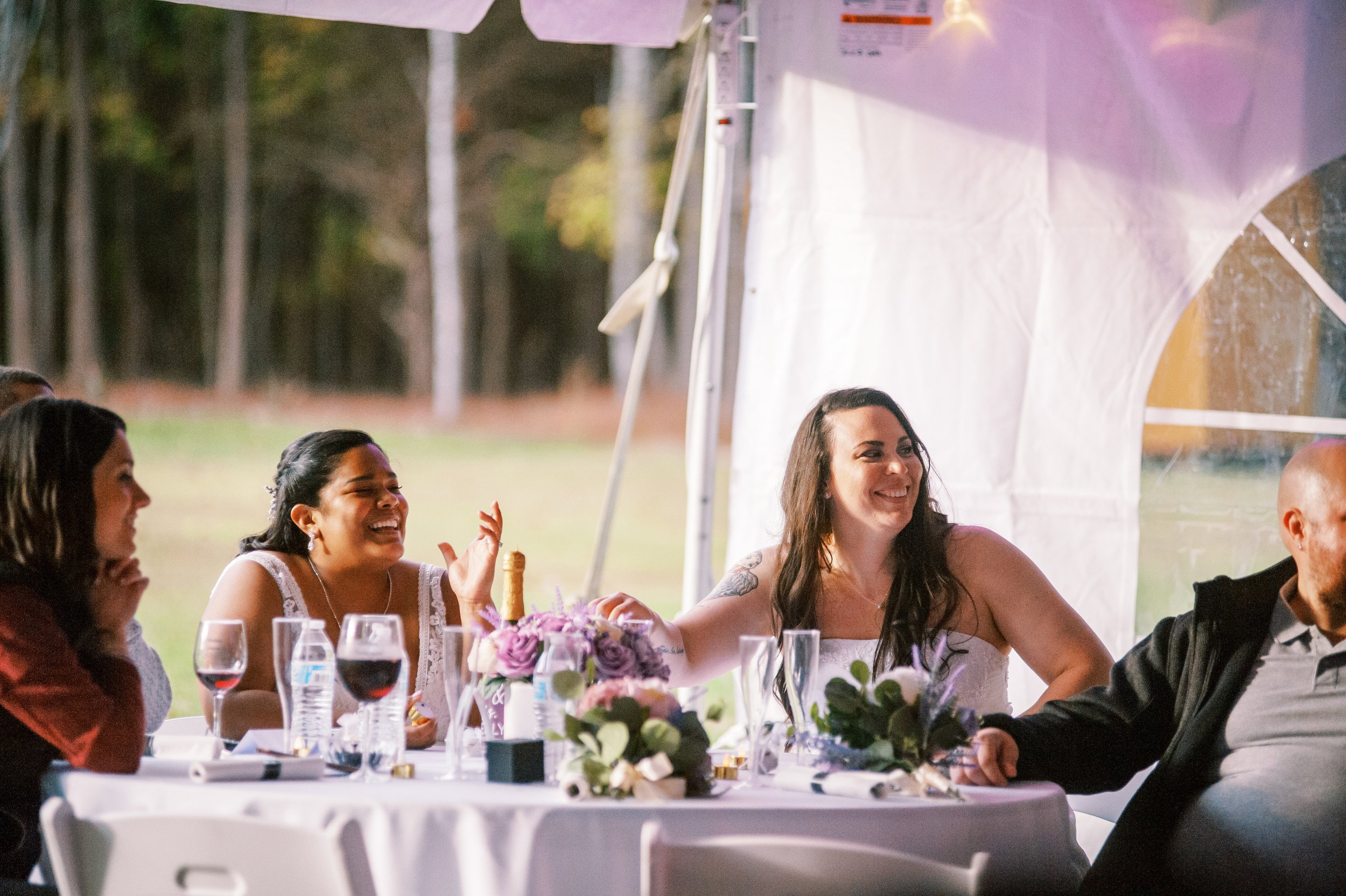Brides Toast Reactions Beautiful Mebane NC Wedding in Family's Backyard Fancy This Photography