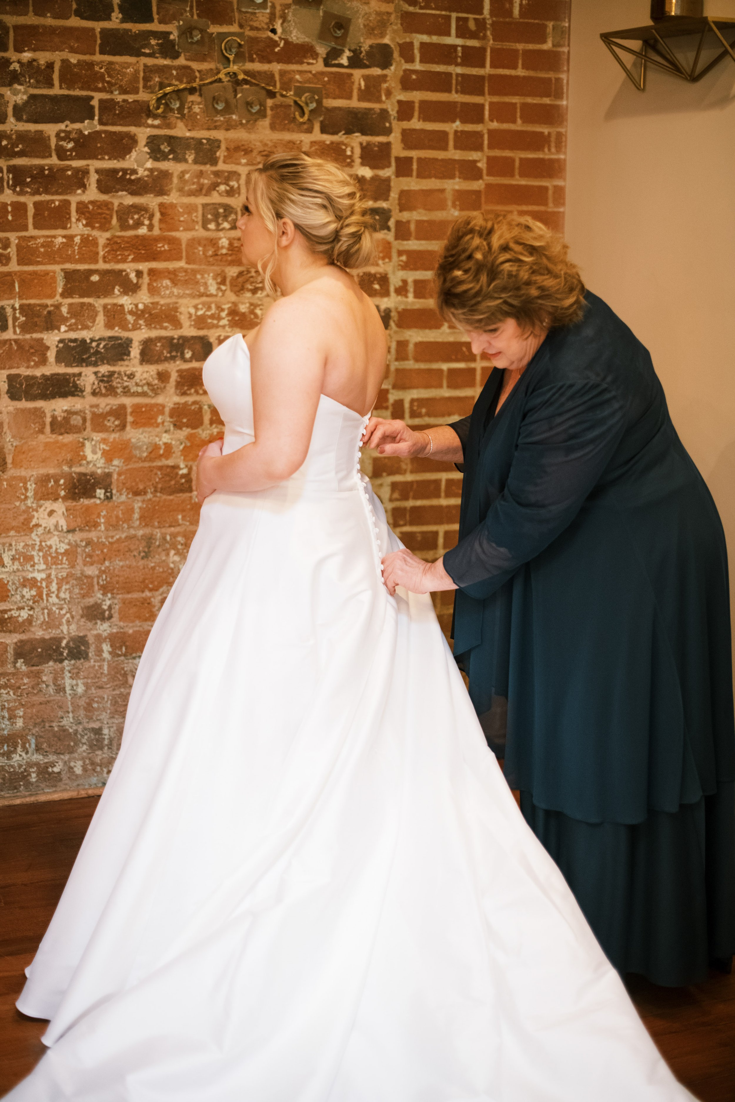 Bride and Mother Getting Ready Wedding at The Cloth Mill at Eno River&nbsp;Fancy This Photography