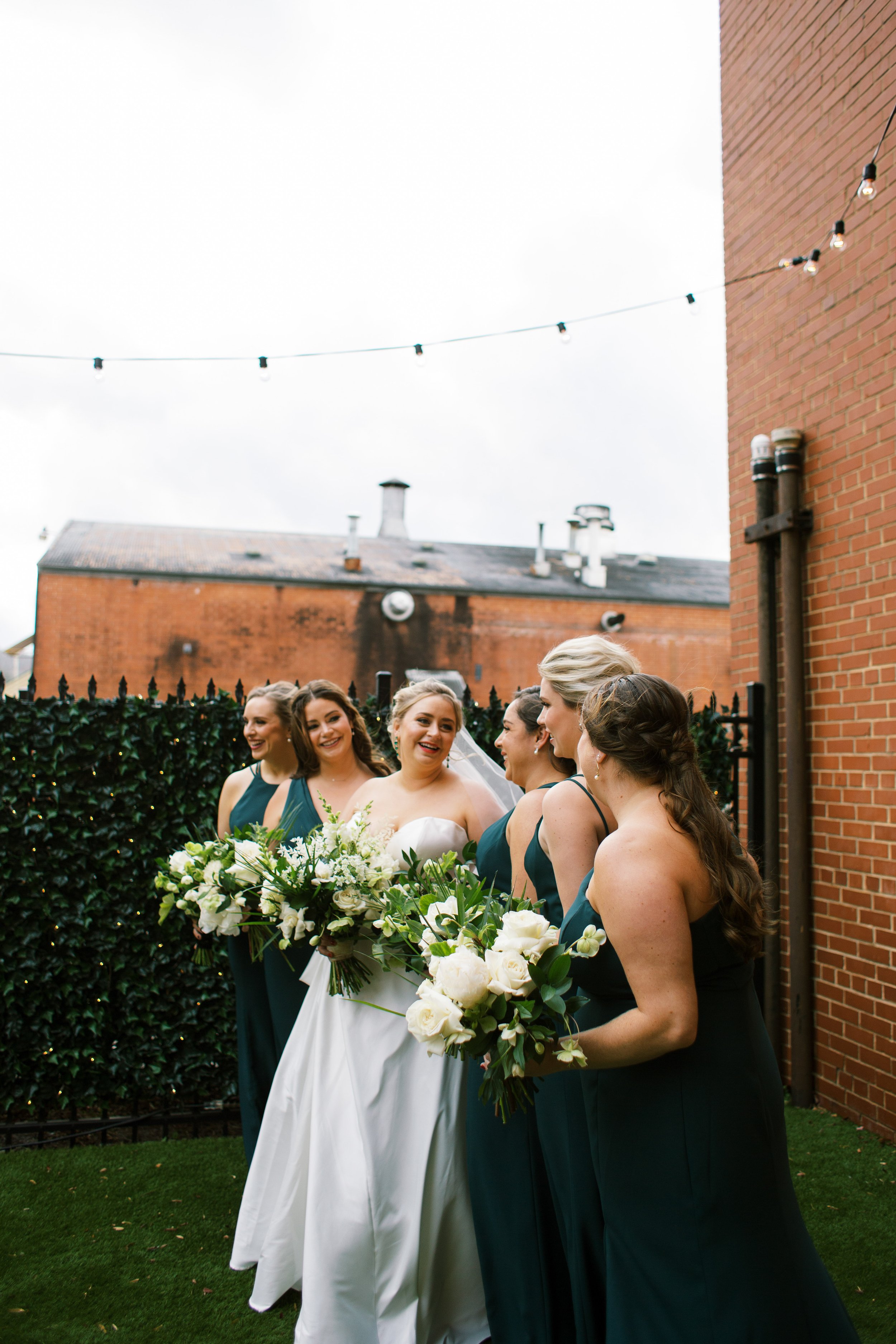 Bride Bridesmaids Winter Wedding at The Cloth Mill at Eno River&nbsp;Fancy This Photography