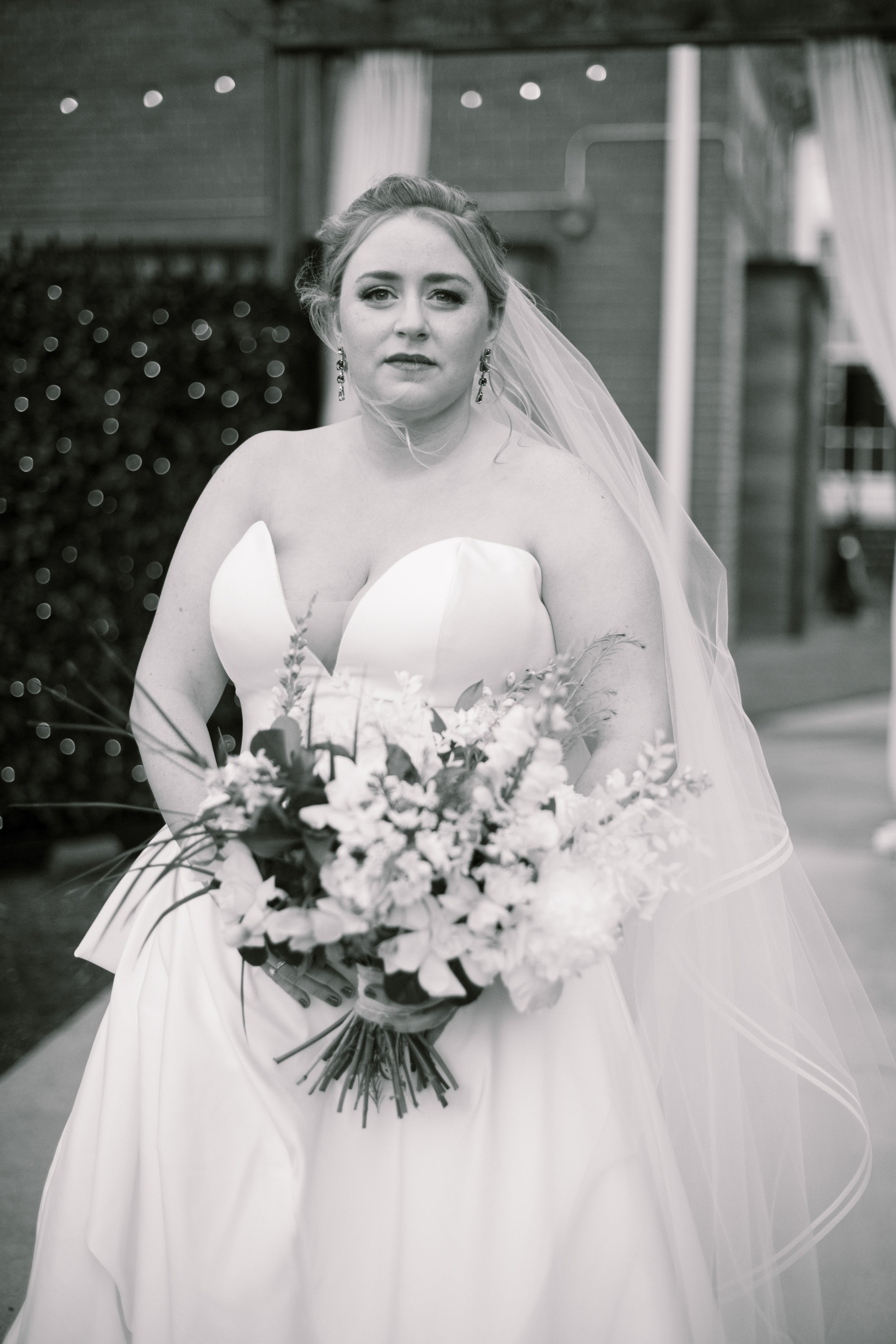 Serious Bridal Portrait Black and White Wedding at The Cloth Mill at Eno River&nbsp;Fancy This Photography