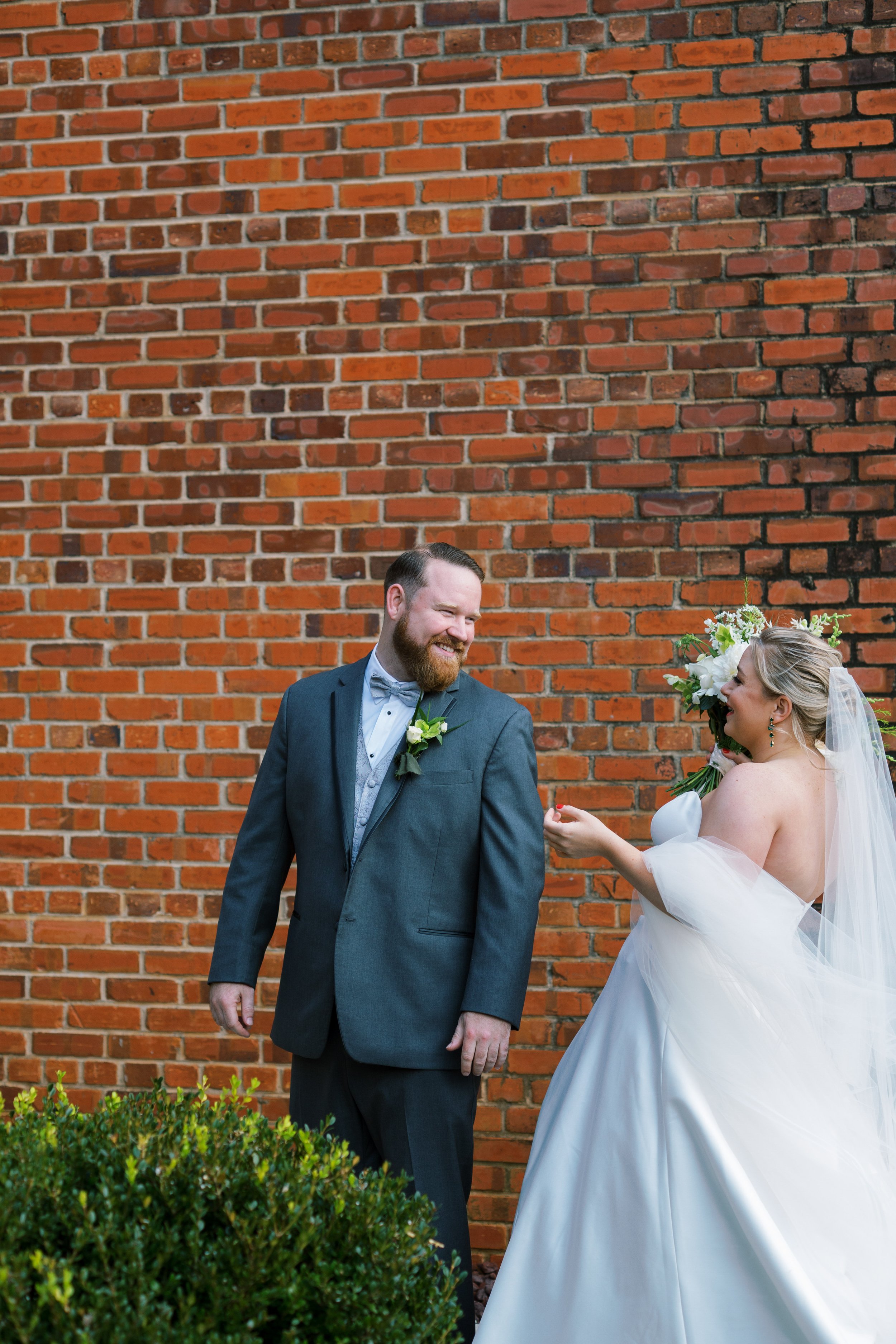 Groom First Look Wedding at The Cloth Mill at Eno River&nbsp;Fancy This Photography