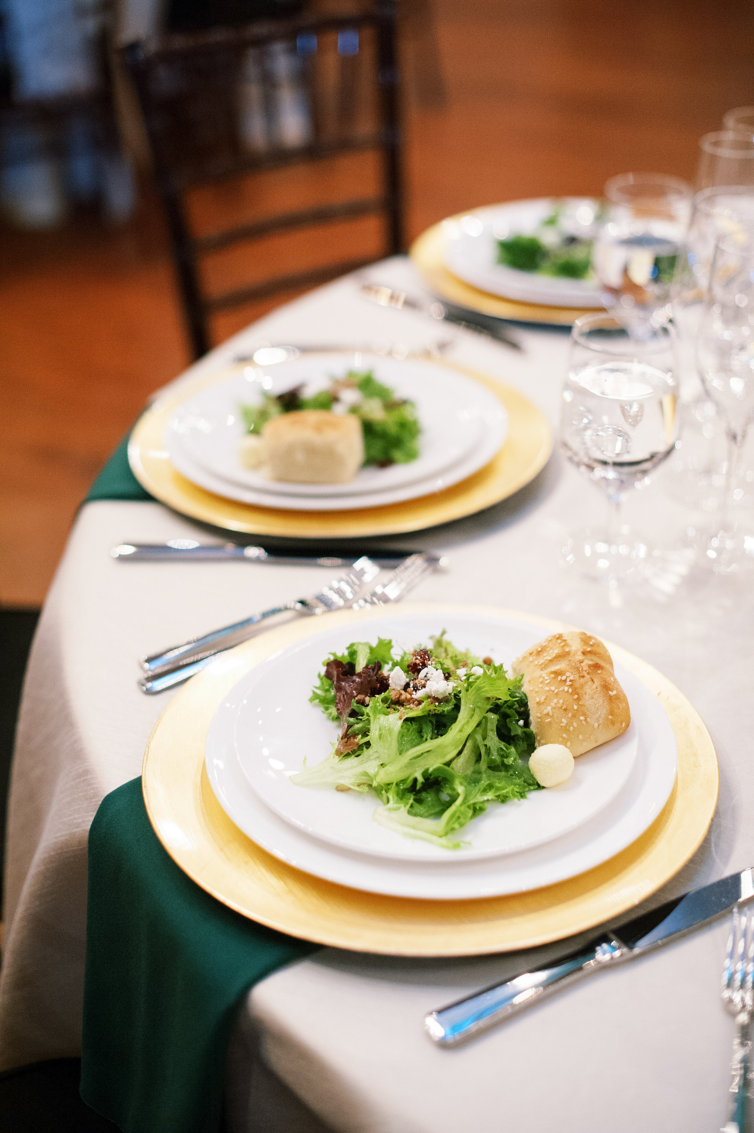 Salad Plates Reception Decor Wedding at The Cloth Mill at Eno River&nbsp;Fancy This Photography