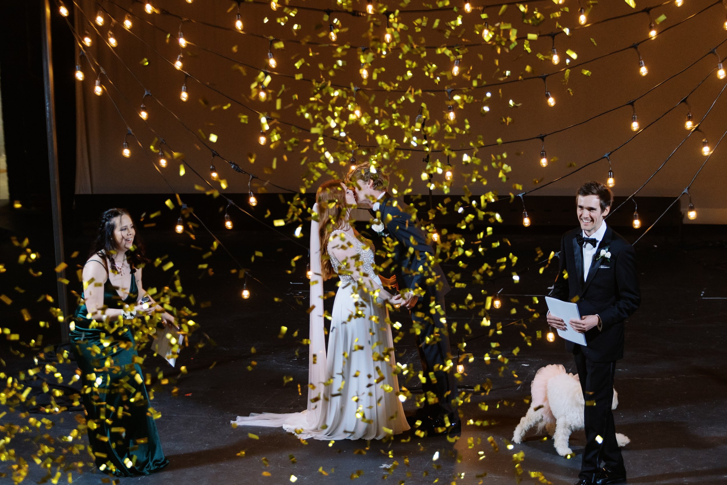 Gold Confetti Salisbury North Carolina Wedding at The Meroney Theater  Fancy This Photography