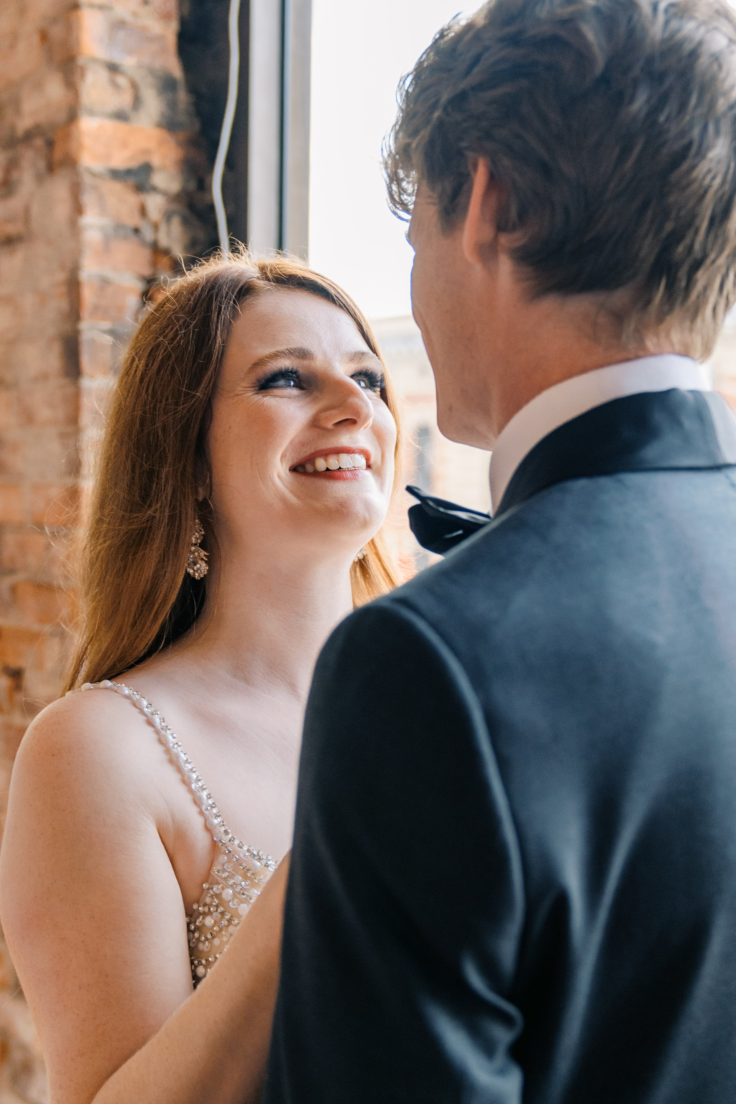 Smiling Bride and Groom Salisbury North Carolina Wedding at The Meroney Theater Fancy This Photography
