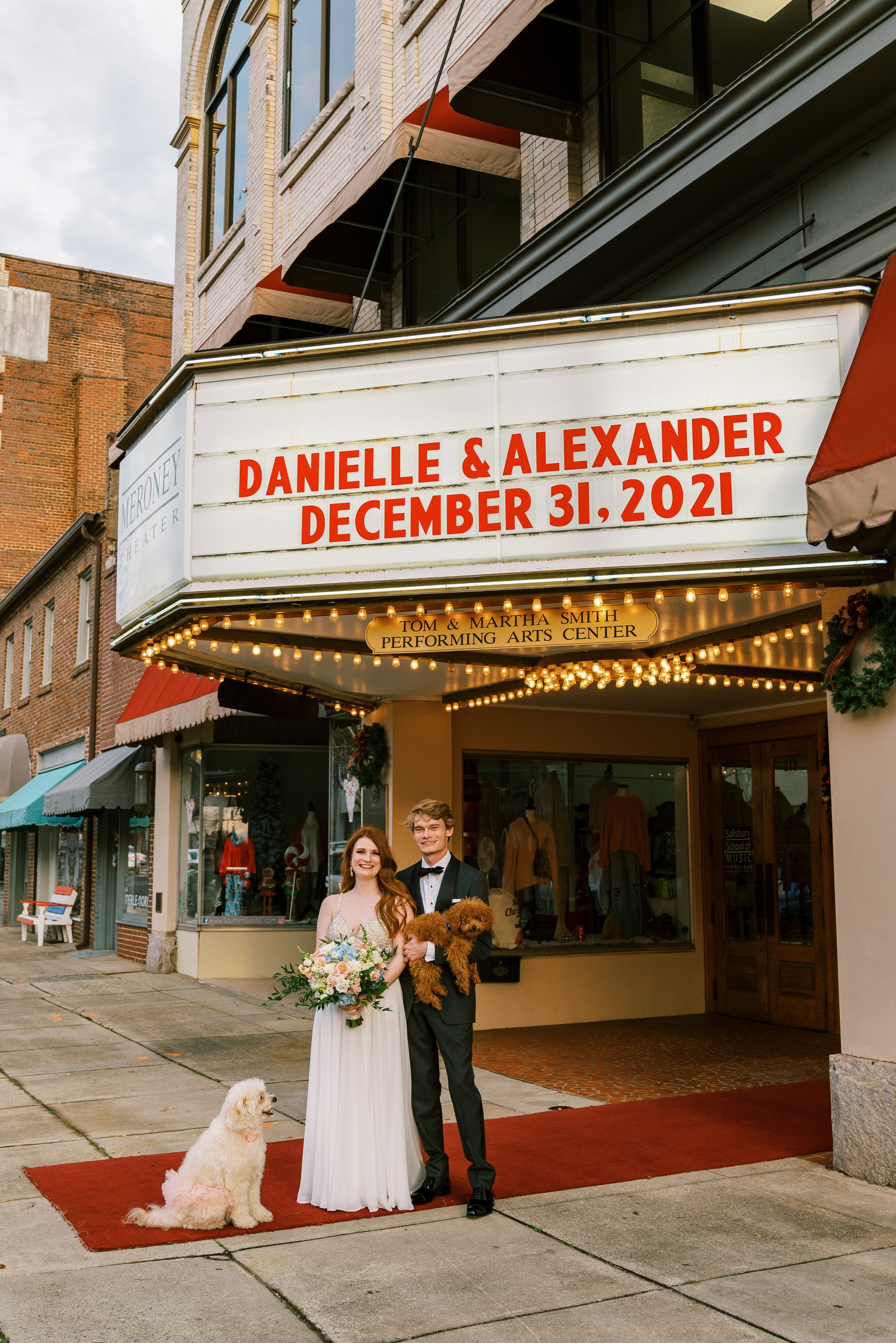 Danielle and Alexander with Puppies Salisbury North Carolina Wedding at The Meroney Theater Fancy This Photography