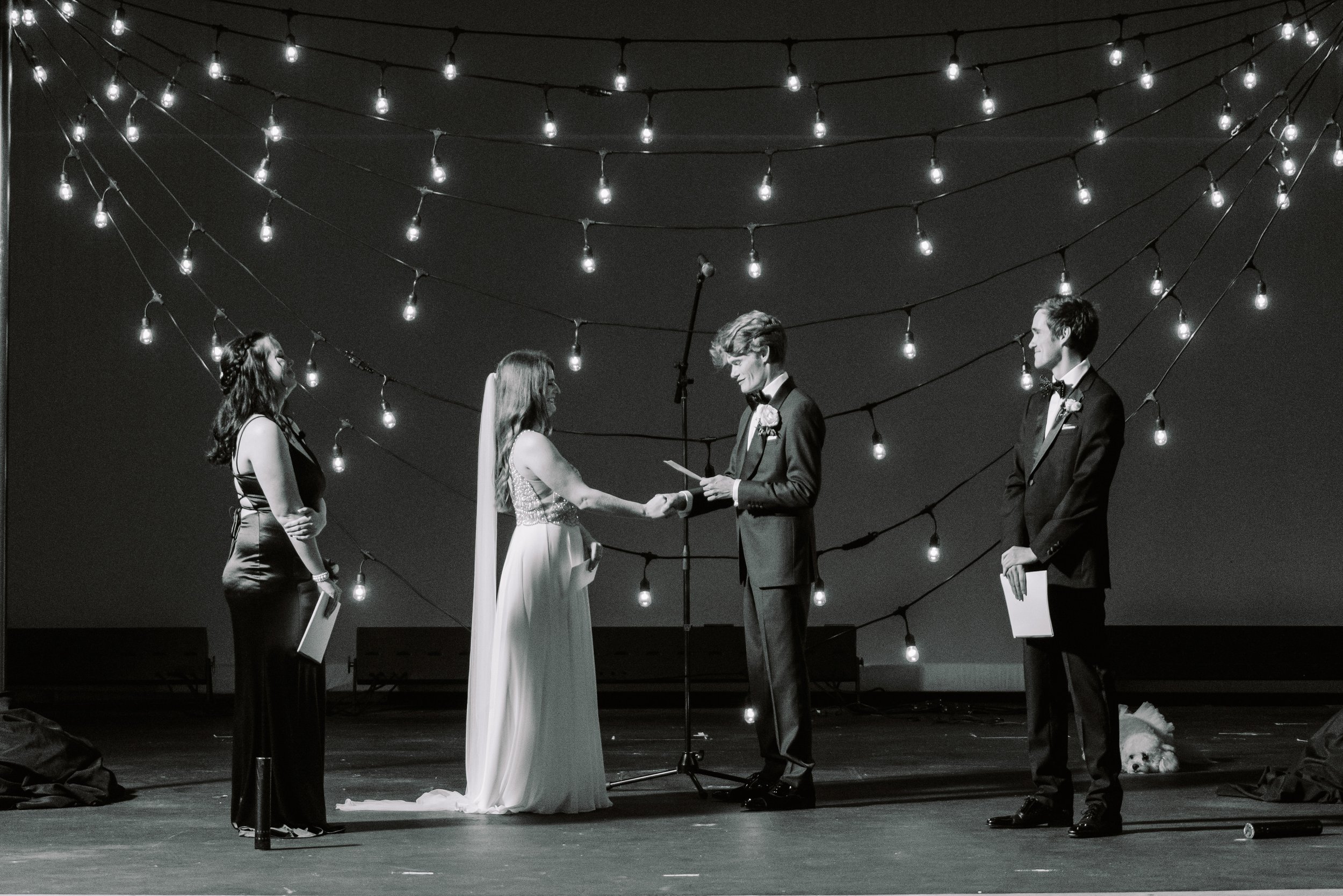 Ceremony Stage Salisbury North Carolina Wedding at The Meroney Theater  Fancy This Photography