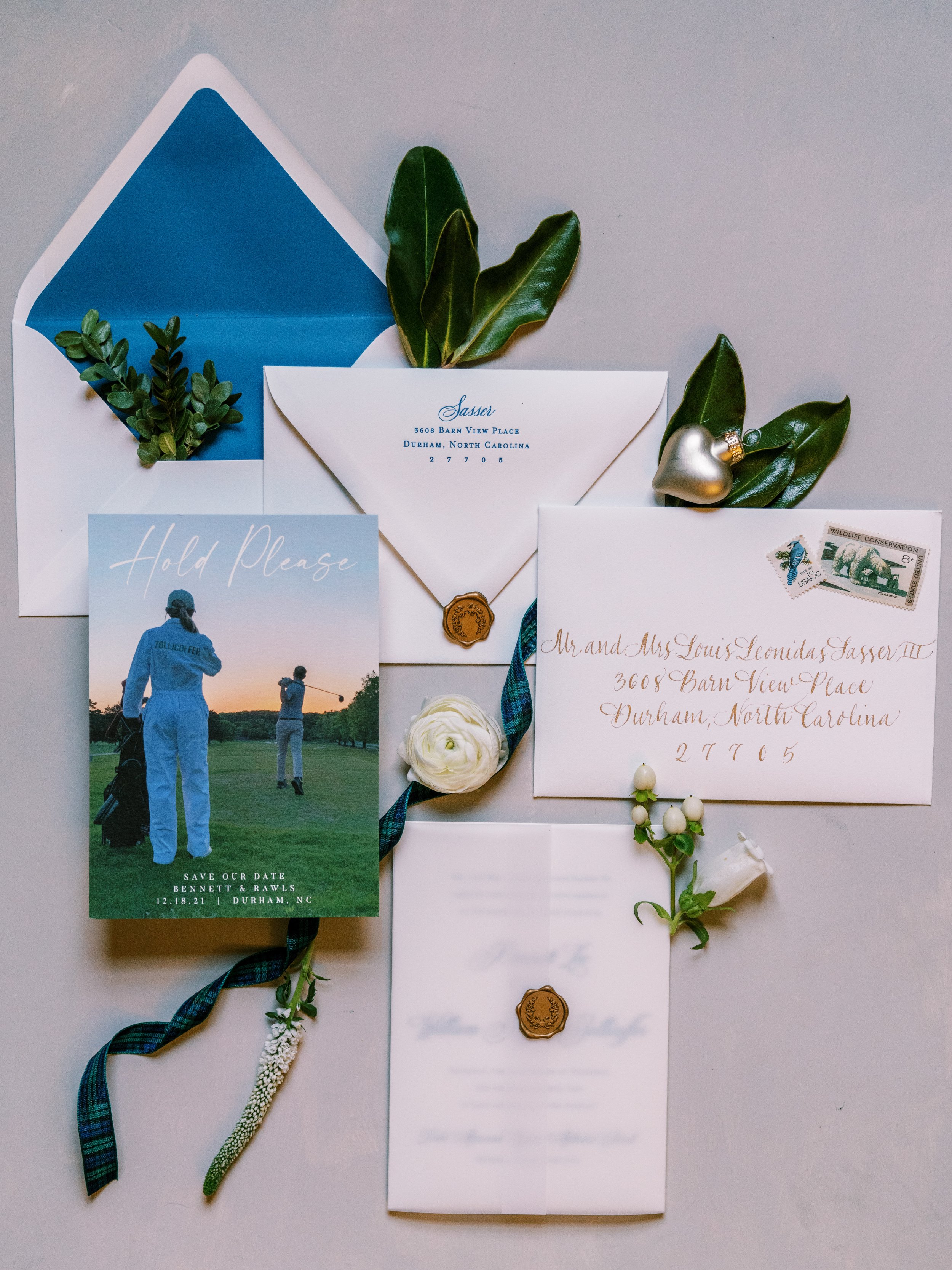 Adventurous Blue Invitation Suite Wedding at The Cotton Room Durham NC Fancy This Photography