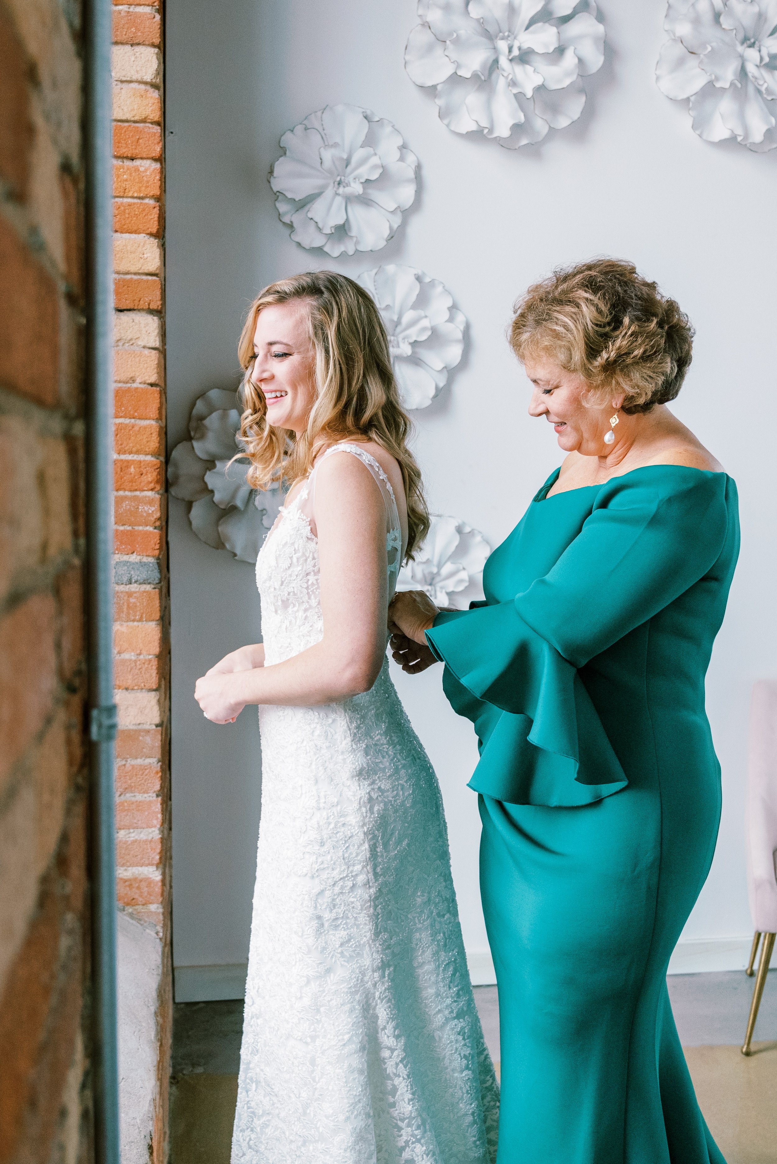 Mother and Bride Getting Ready Wedding at The Cotton Room Durham NC Fancy This Photography