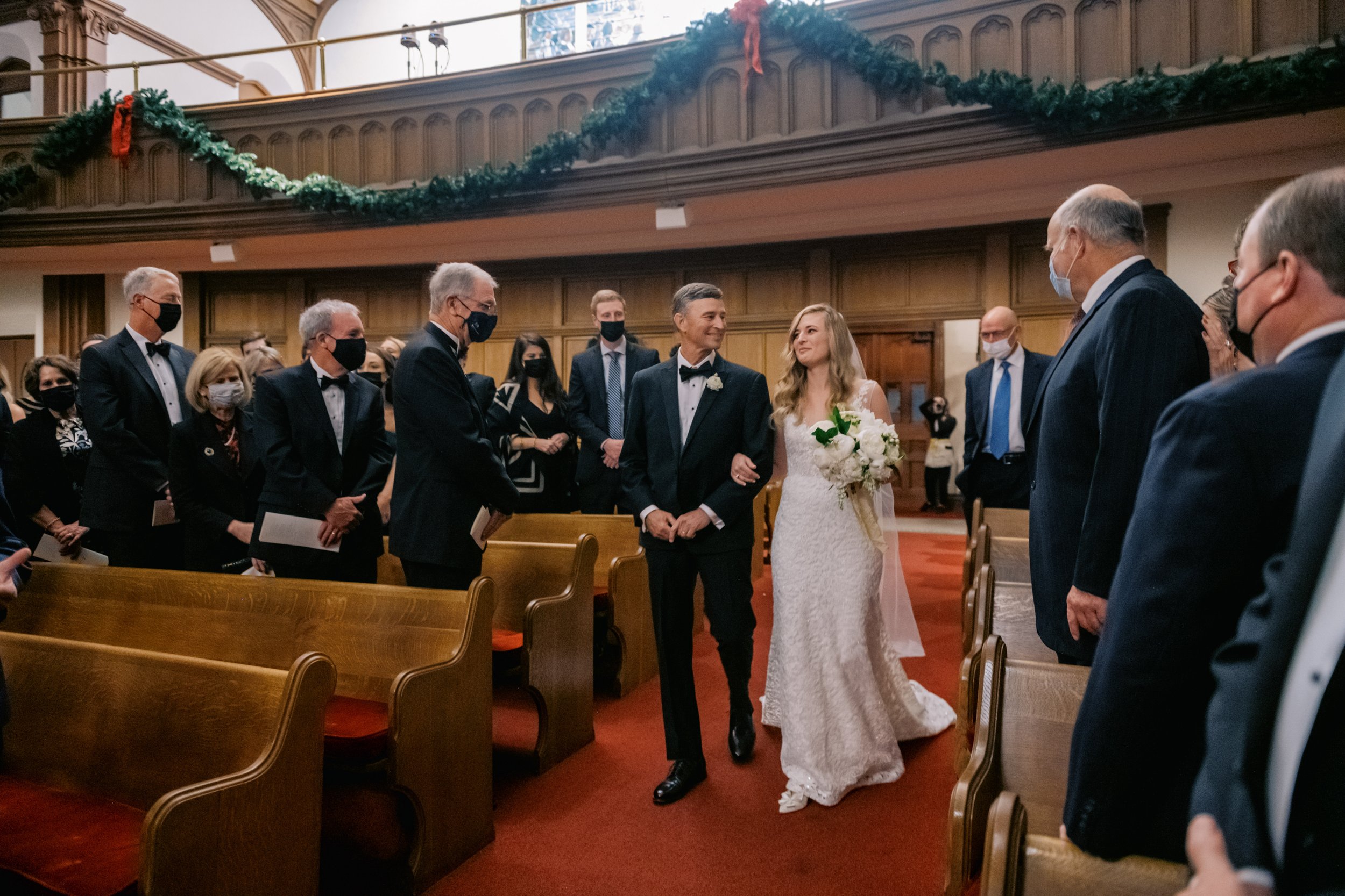 Bride Walks Down the Aisle Ceremony Duke Memorial Wedding at The Cotton Room Durham NC Fancy This Photography