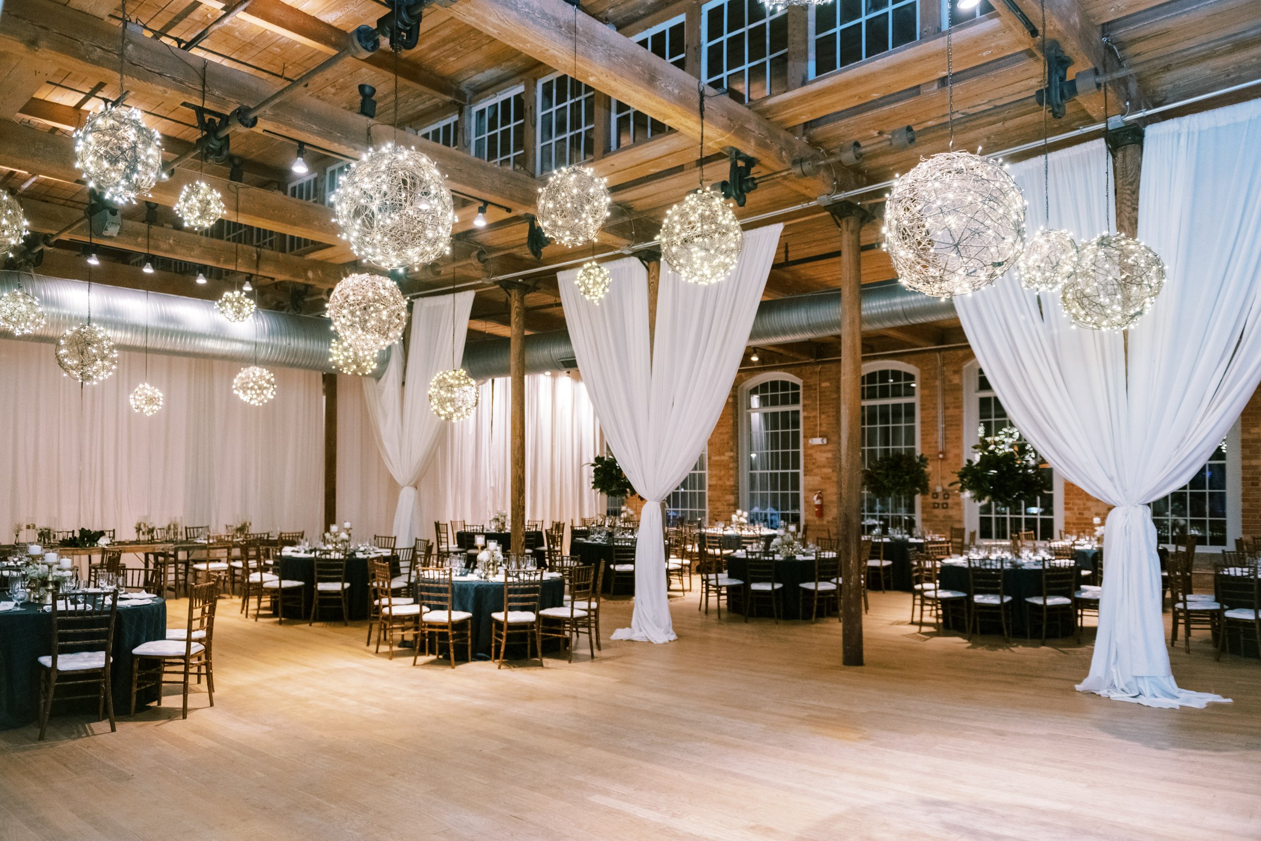 Reception Lighting Wedding at The Cotton Room Durham NC Fancy This Photography