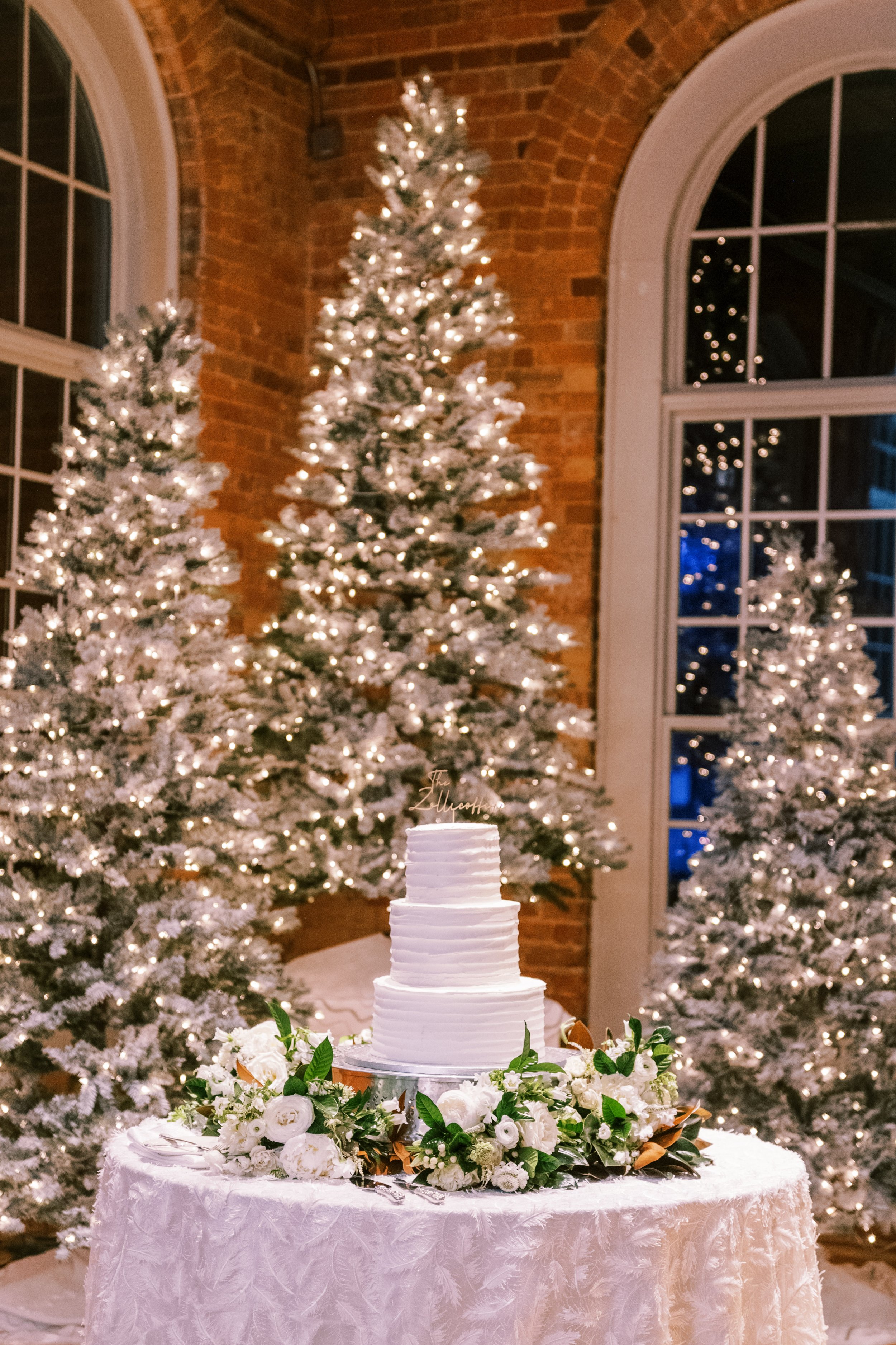 Christmas Wedding Cake Display Wedding at The Cotton Room Durham NC Fancy This Photography