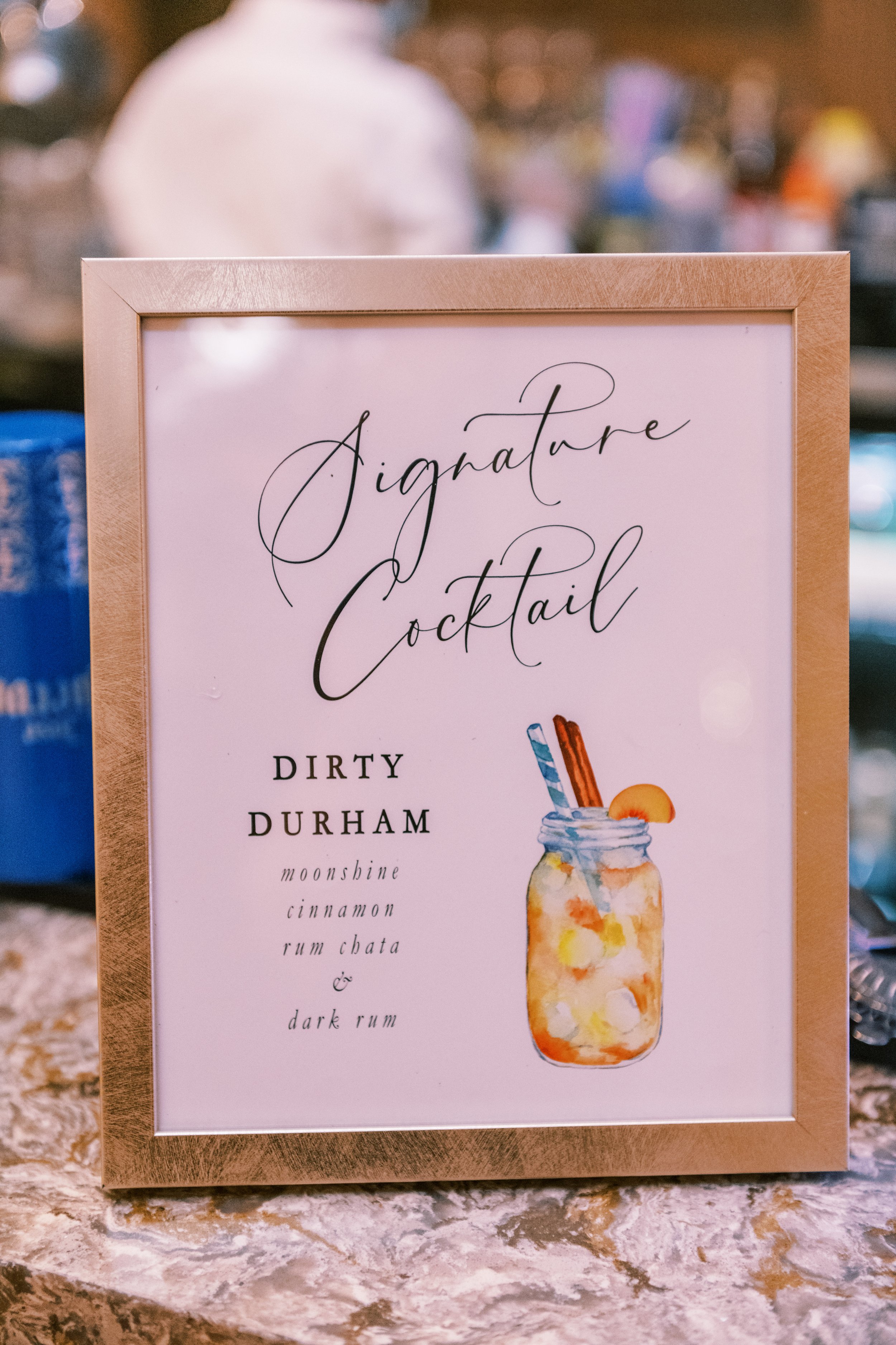 Signature Cocktail Sign Wedding at The Cotton Room Durham NC Fancy This Photography
