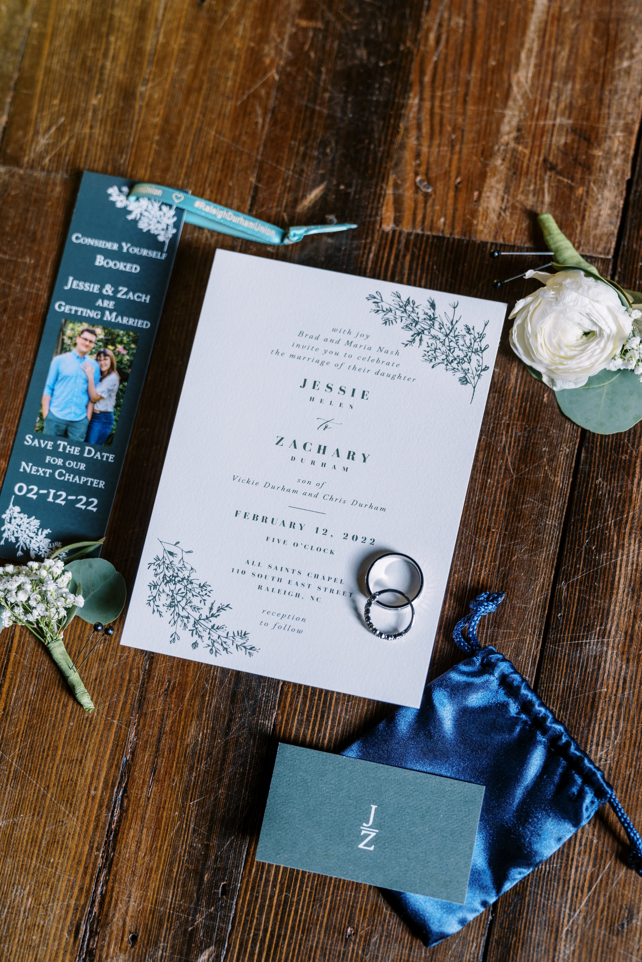 Invitation and Rings Wedding at All Saints Chapel Raleigh NC Fancy This Photography