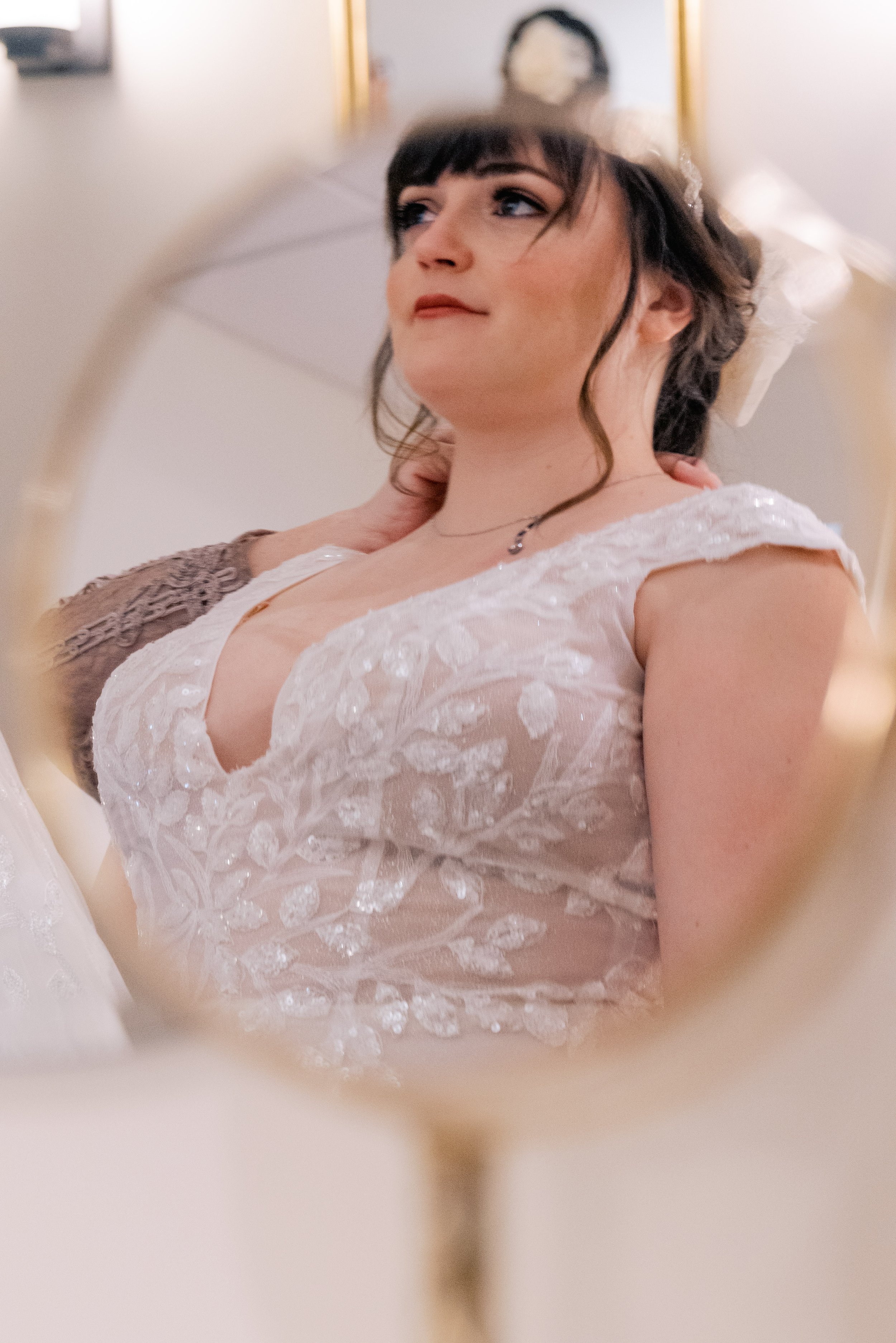 Bride in Mirror Wedding at All Saints Chapel Raleigh NC Fancy This Photography