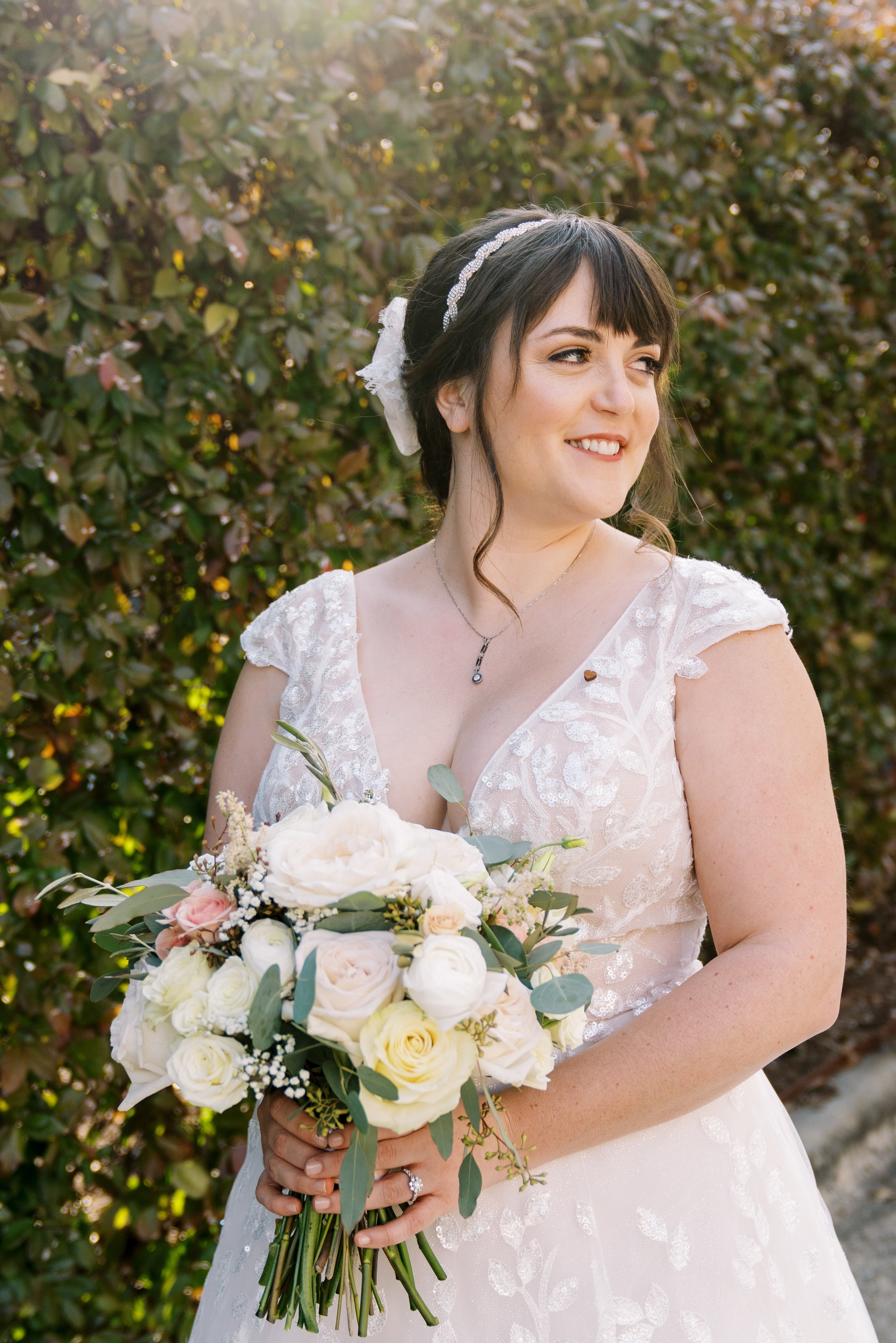 Bride and Bouquet Golden Hour Wedding at All Saints Chapel Raleigh NC Fancy This Photography