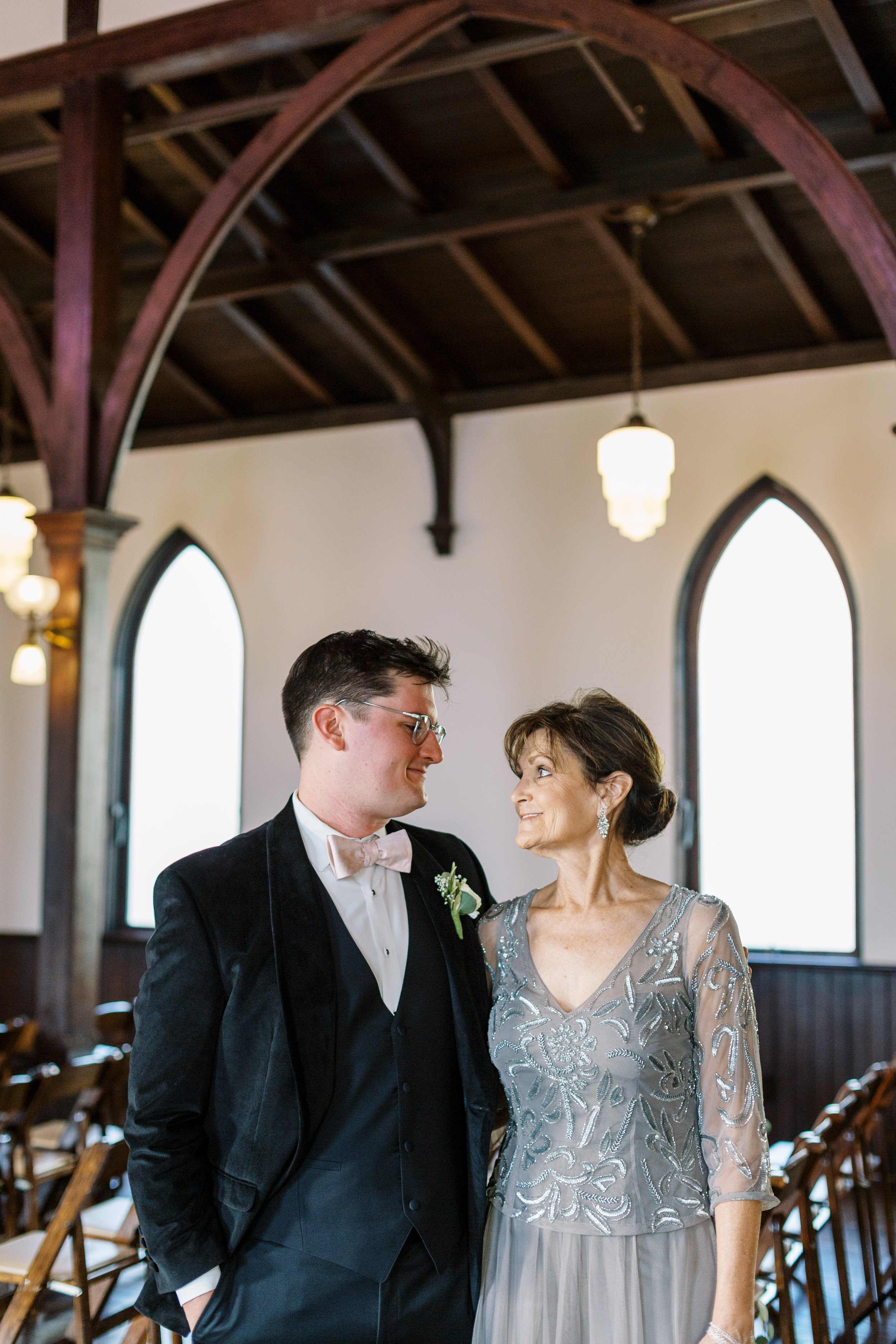 Groom with Mother Wedding at All Saints Chapel Raleigh NC Fancy This Photography