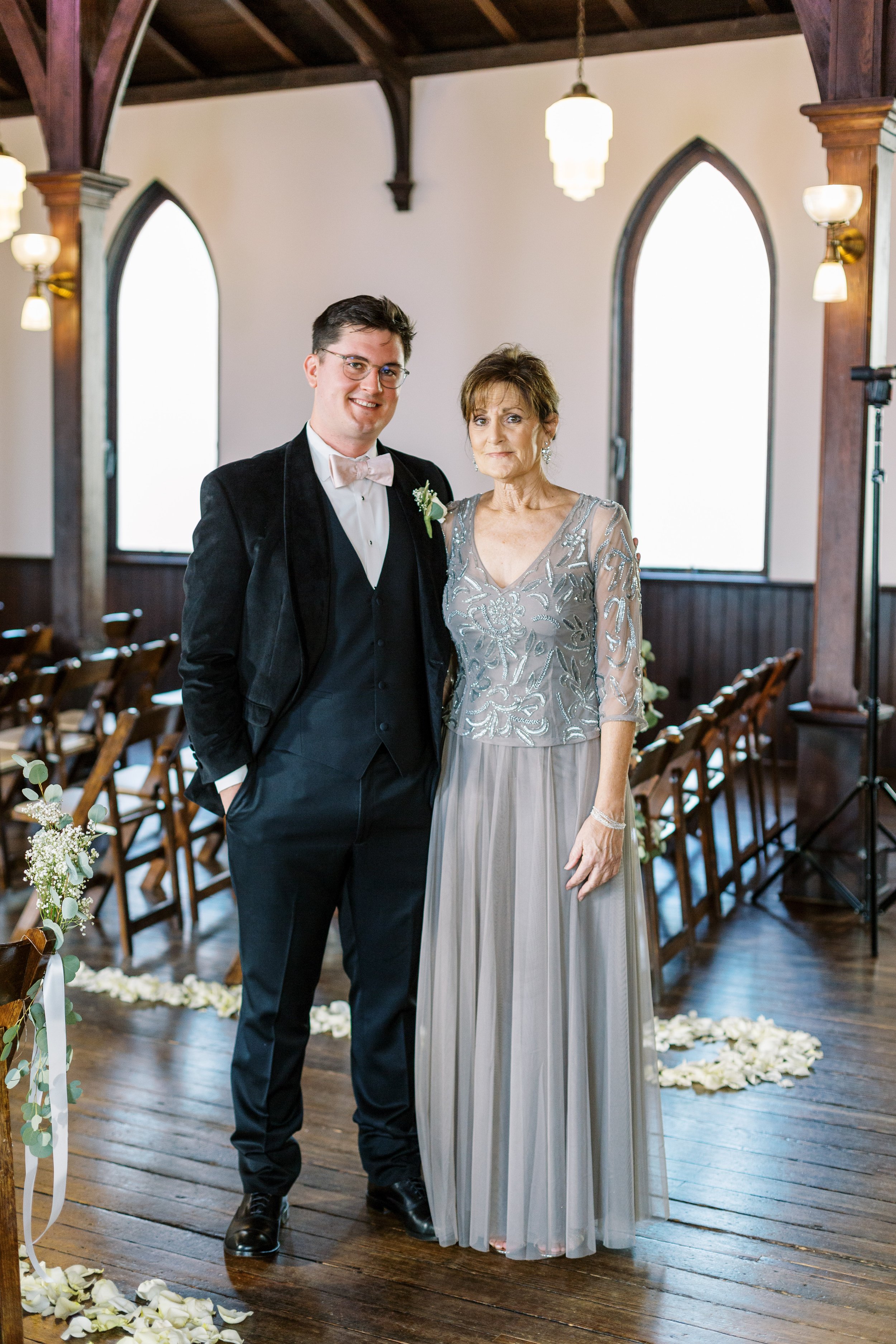 Groom and Mother Wedding at All Saints Chapel Raleigh NC Fancy This Photography